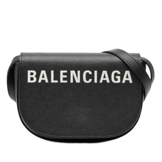 Balenciaga Grained Calfskin Logo Ville Day Crossbody XS