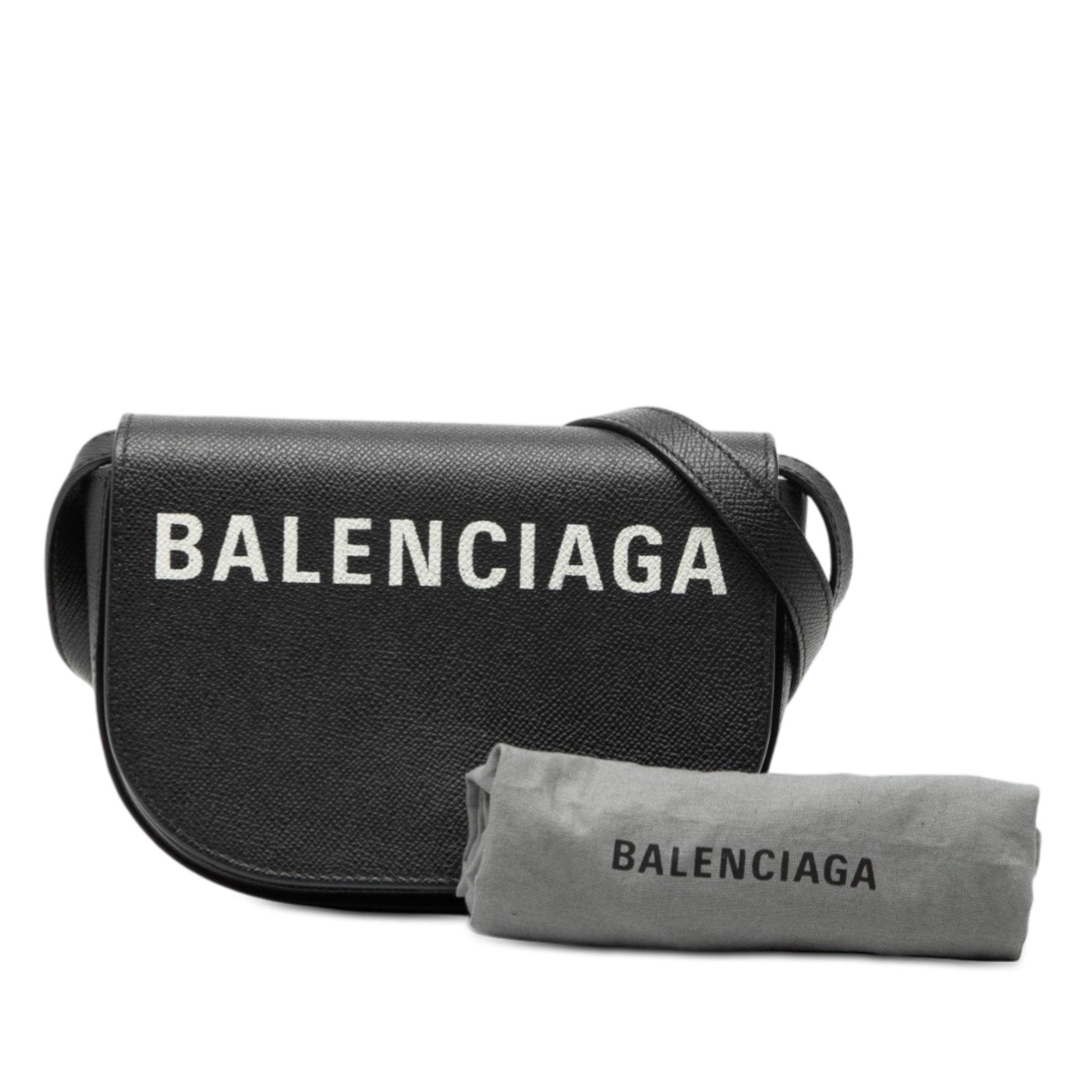 Balenciaga Grained Calfskin Logo Ville Day Crossbody XS