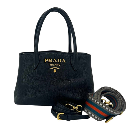 Prada Vitello Daino Zip Top Dual Strap Convertible Tote