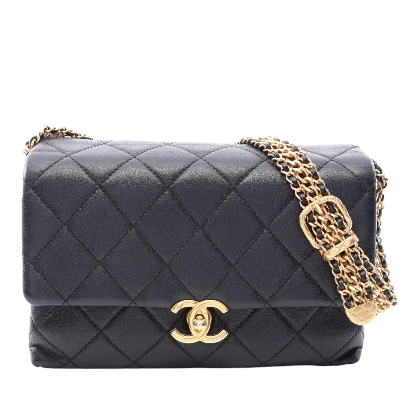 Chanel CC Quilted Lambskin Buckle Flap