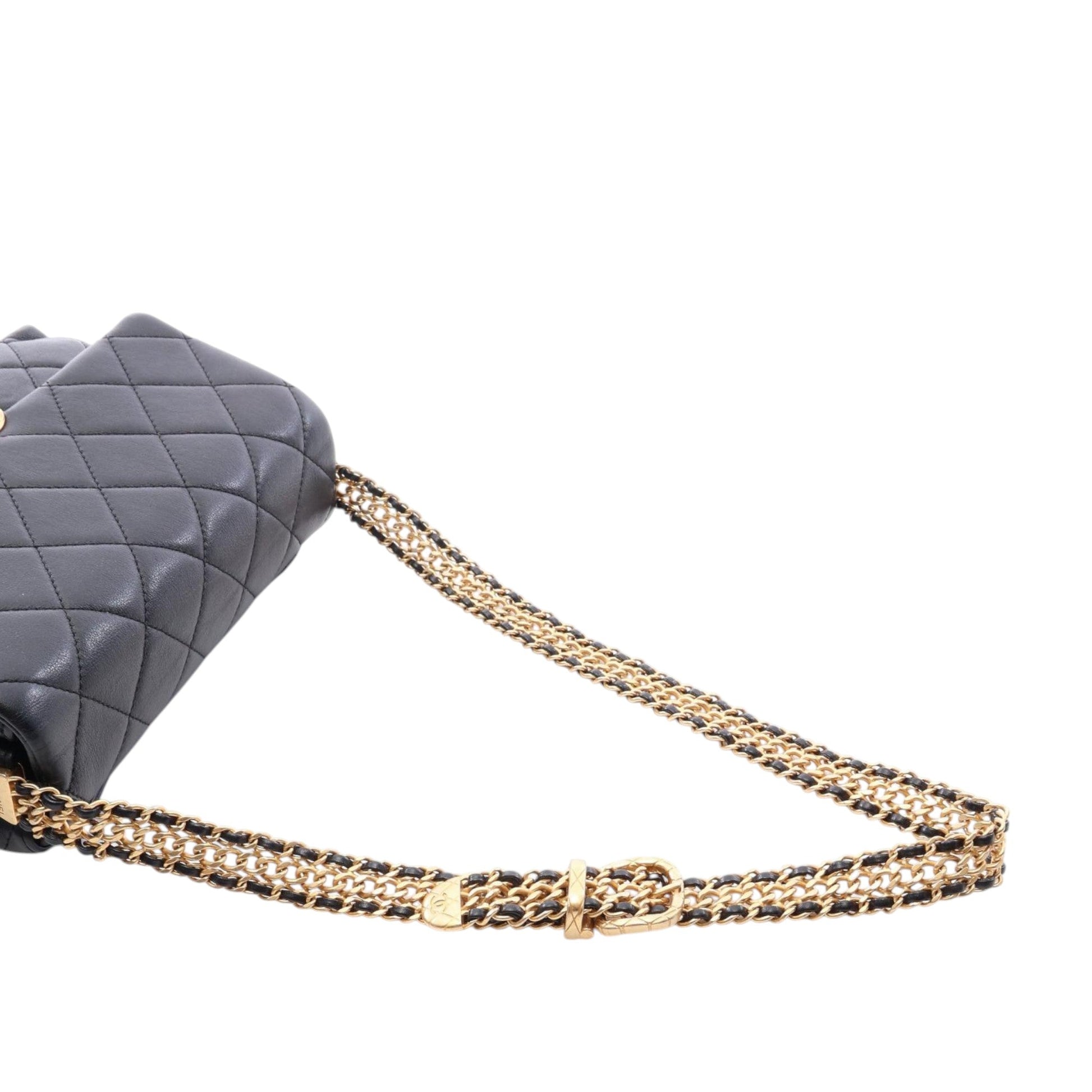 Chanel CC Quilted Lambskin Buckle Flap