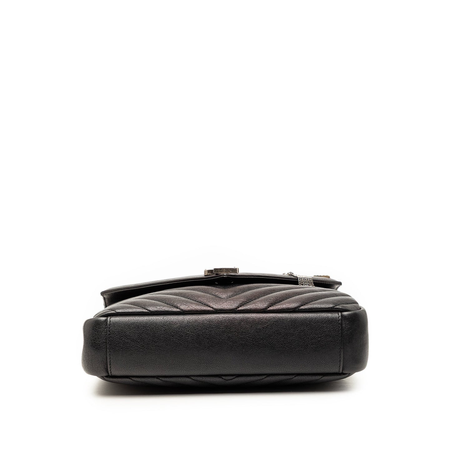 Saint Laurent Medium Metallic Chevron Sheepskin Monogram College Pins Satchel