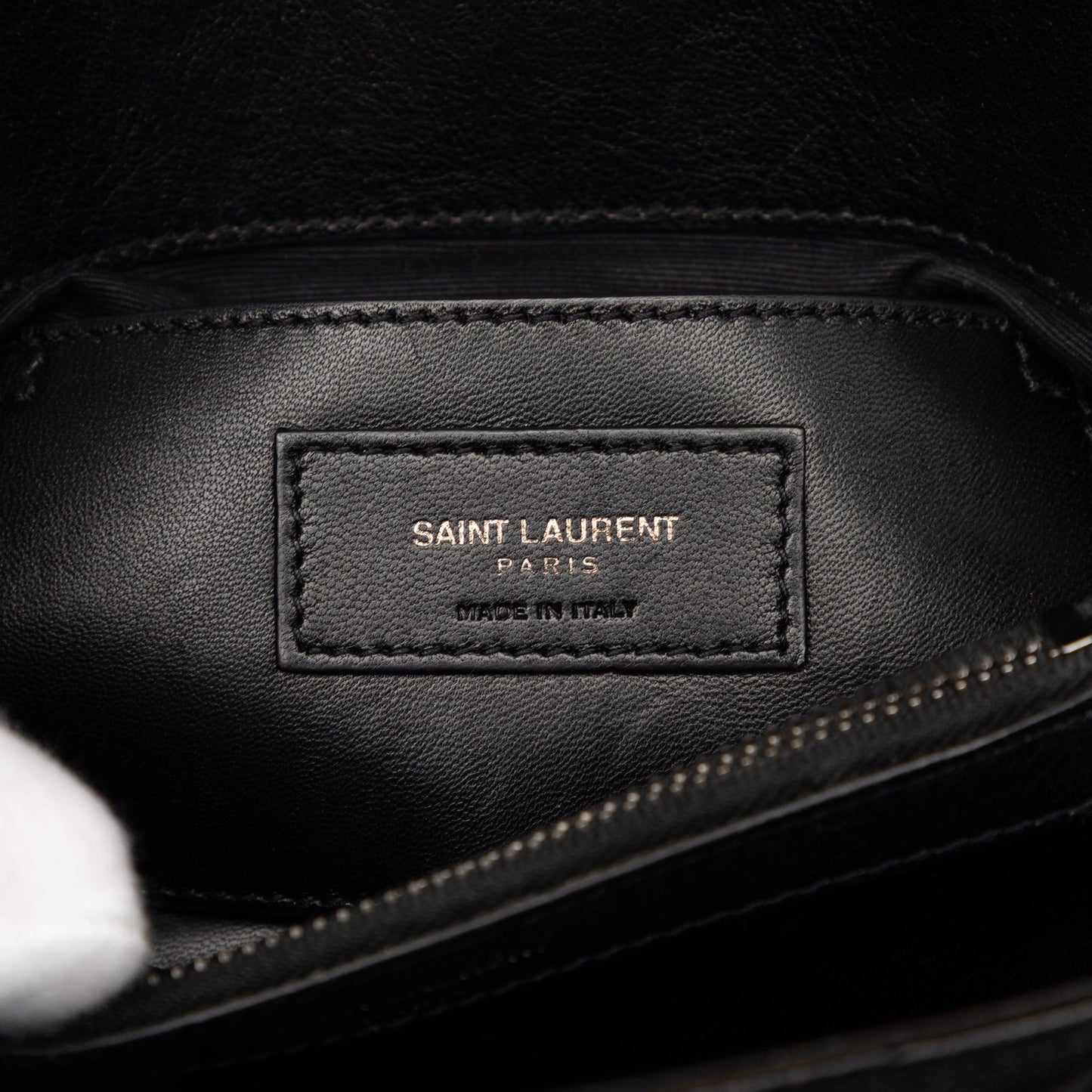 Saint Laurent Medium Metallic Chevron Sheepskin Monogram College Pins Satchel