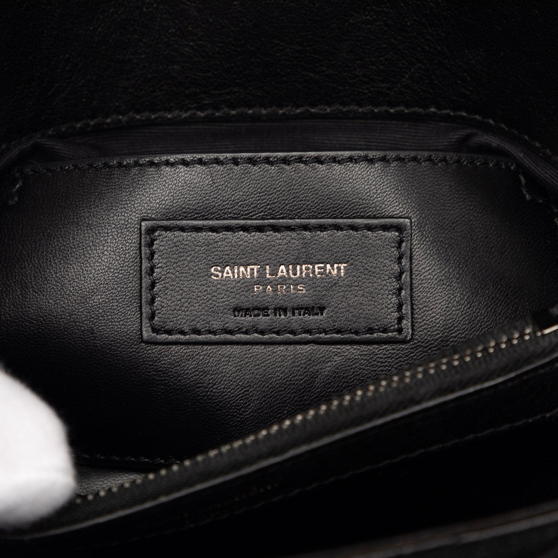 Saint Laurent Medium Metallic Chevron Sheepskin Monogram College Pins Satchel