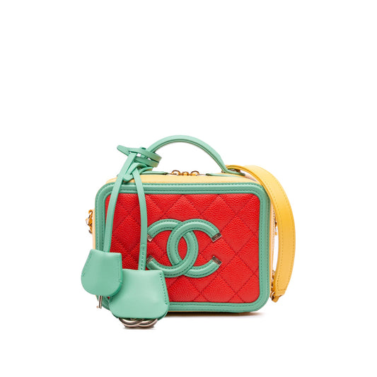 Chanel Small Tricolor Caviar CC Filigree Vanity Case