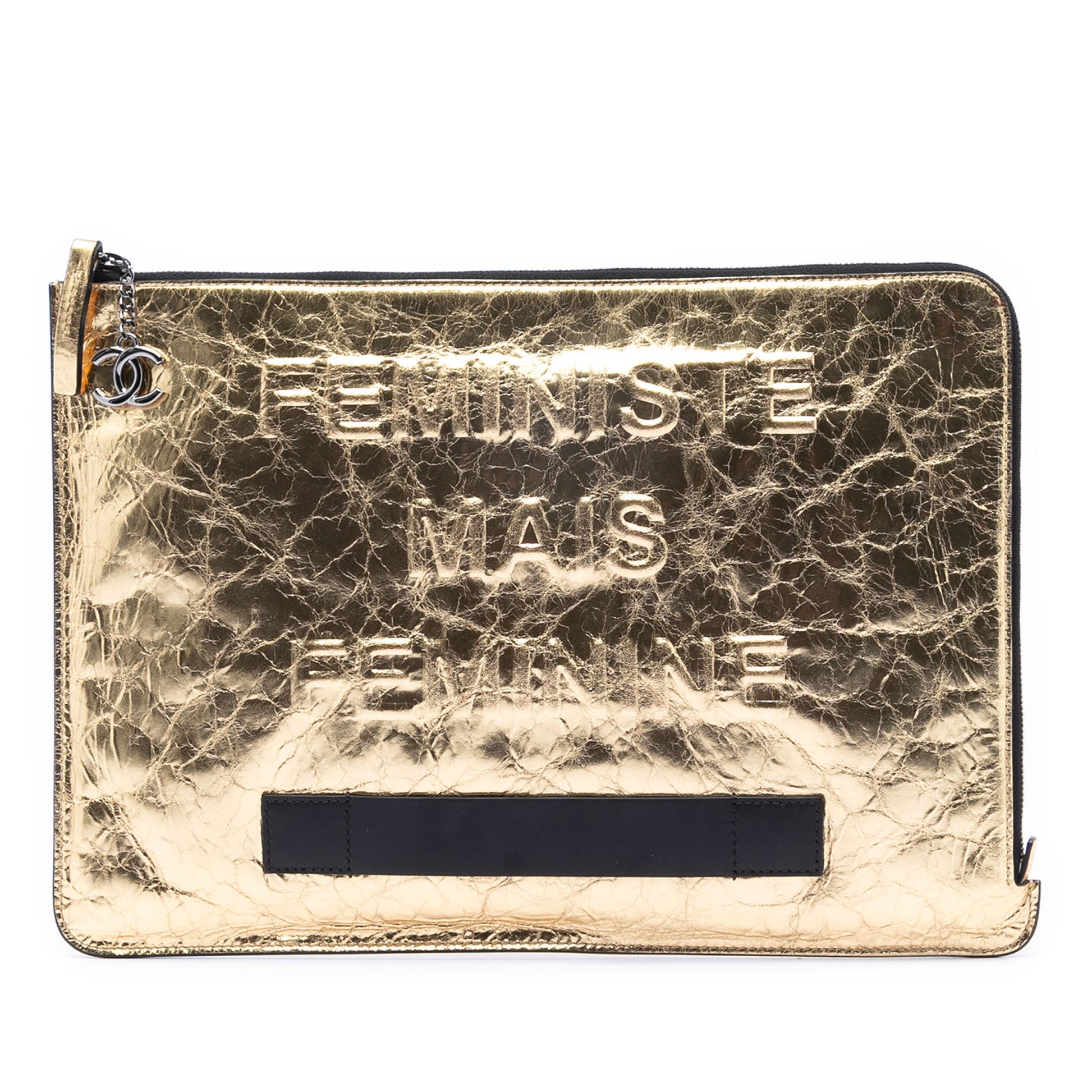 Chanel Metallic Crinkled Calfskin Feministe Mais Feminine Pouch
