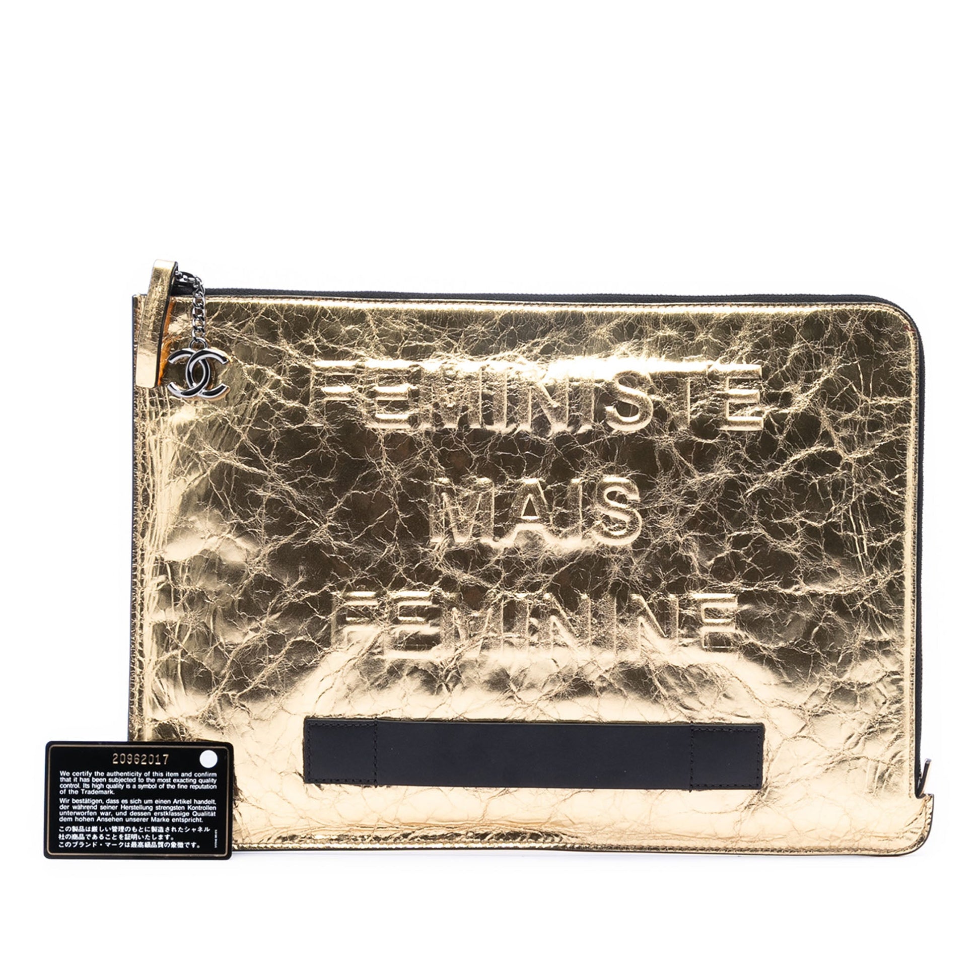 Chanel Metallic Crinkled Calfskin Feministe Mais Feminine Pouch