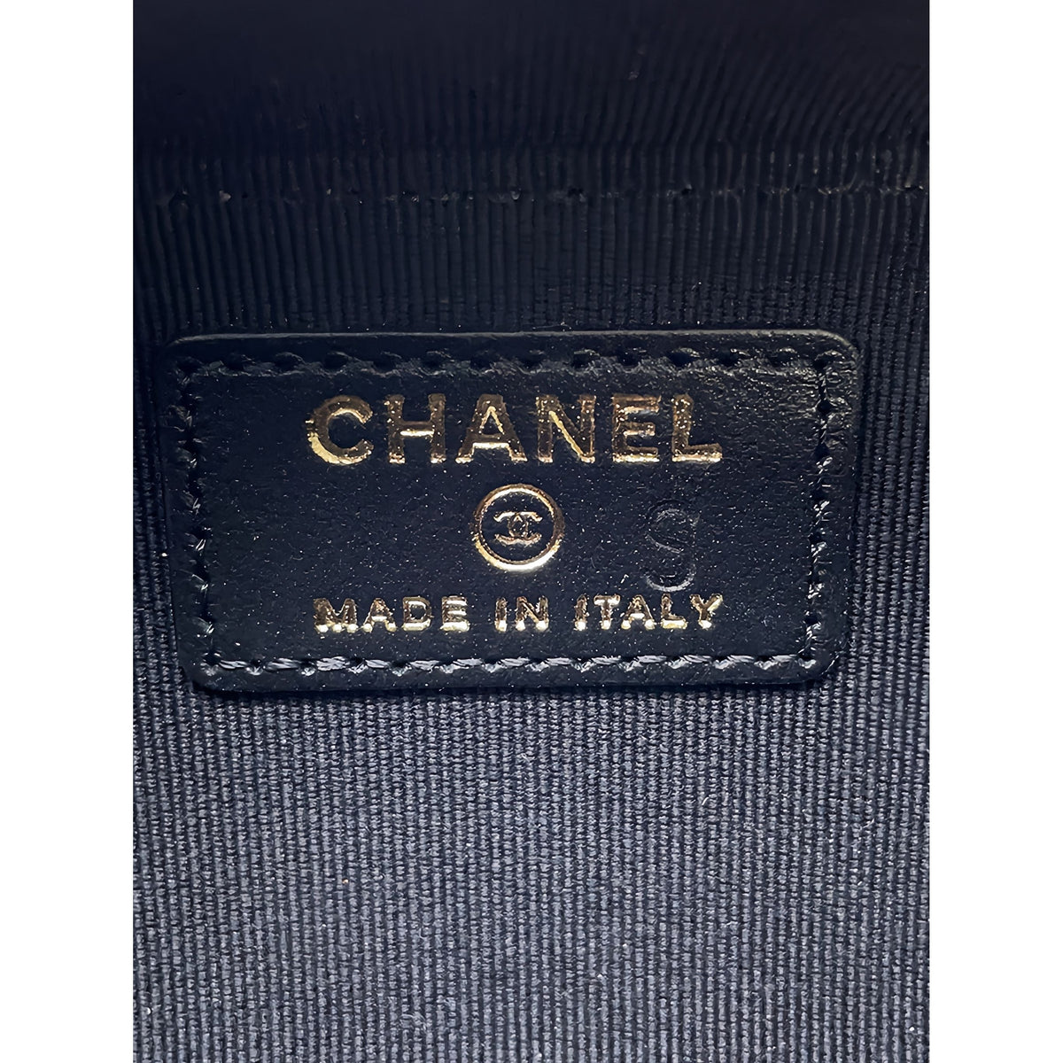 Chanel Mini Chevron Caviar Boy Clutch with Chain — Black