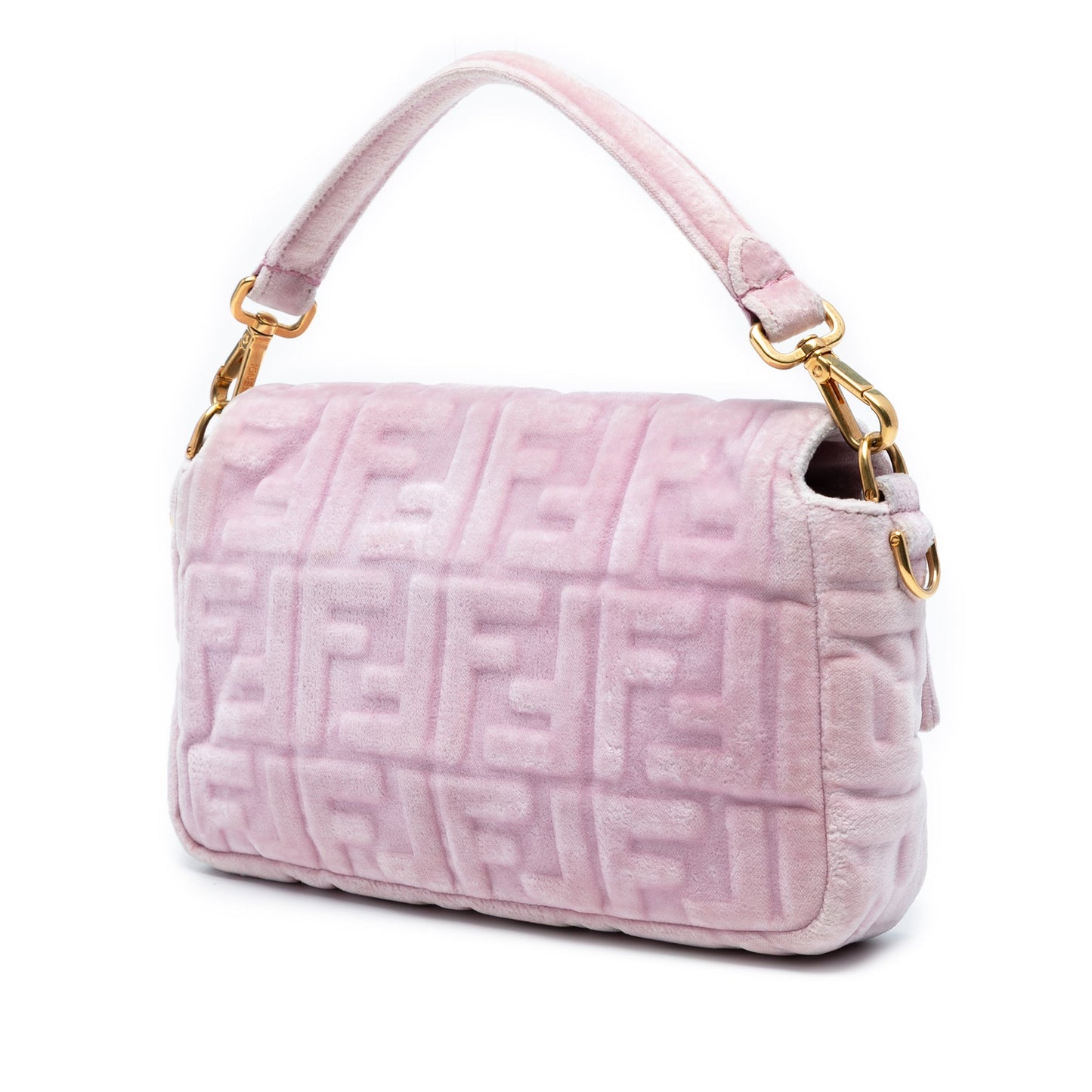 Fendi Zucca Embossed Velvet Baguette Satchel