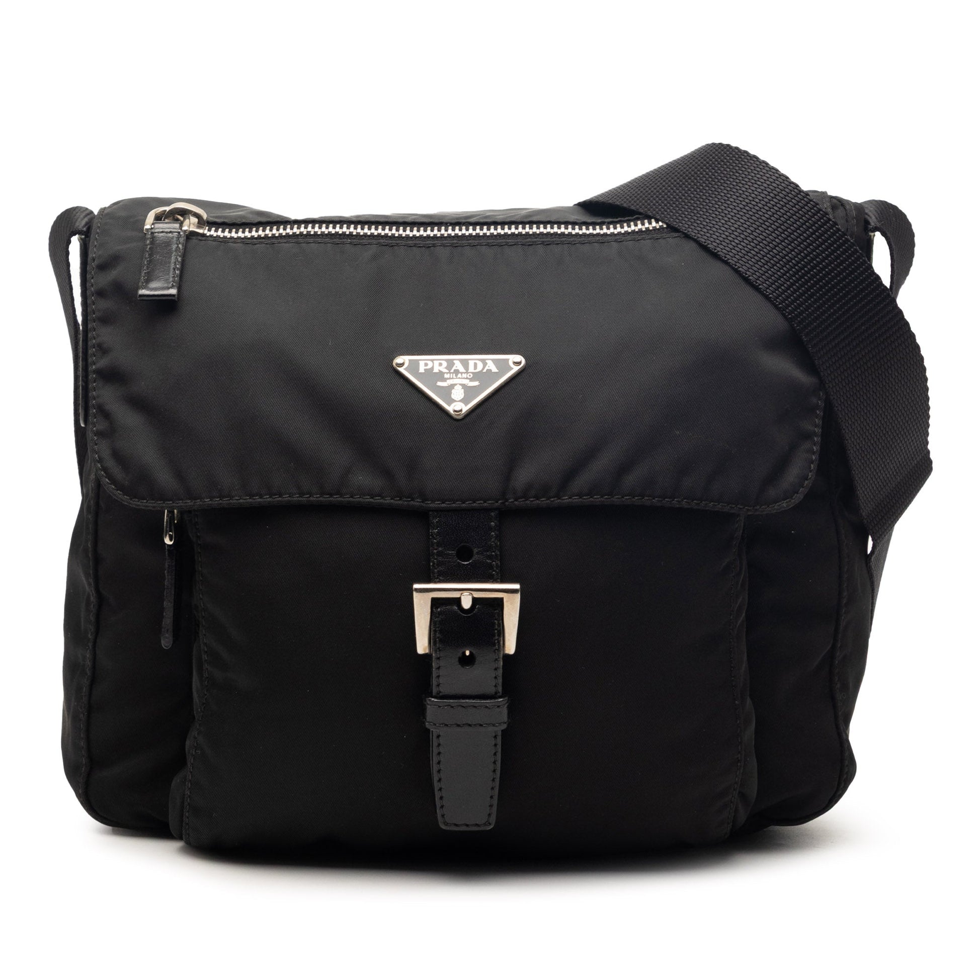Tessuto Zip Buckle Messenger Bag