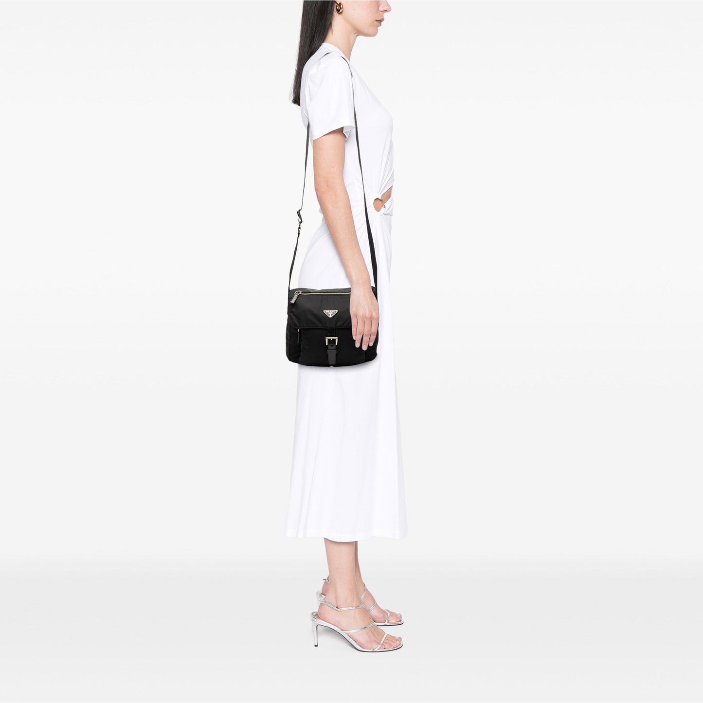 Tessuto Zip Buckle Messenger Bag