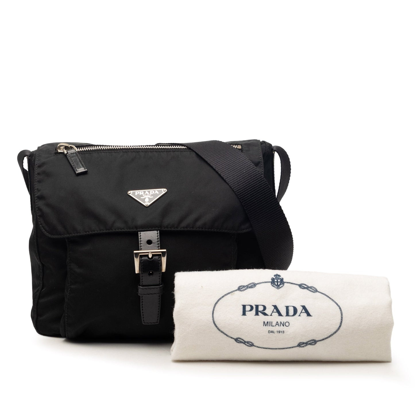 Tessuto Zip Buckle Messenger Bag