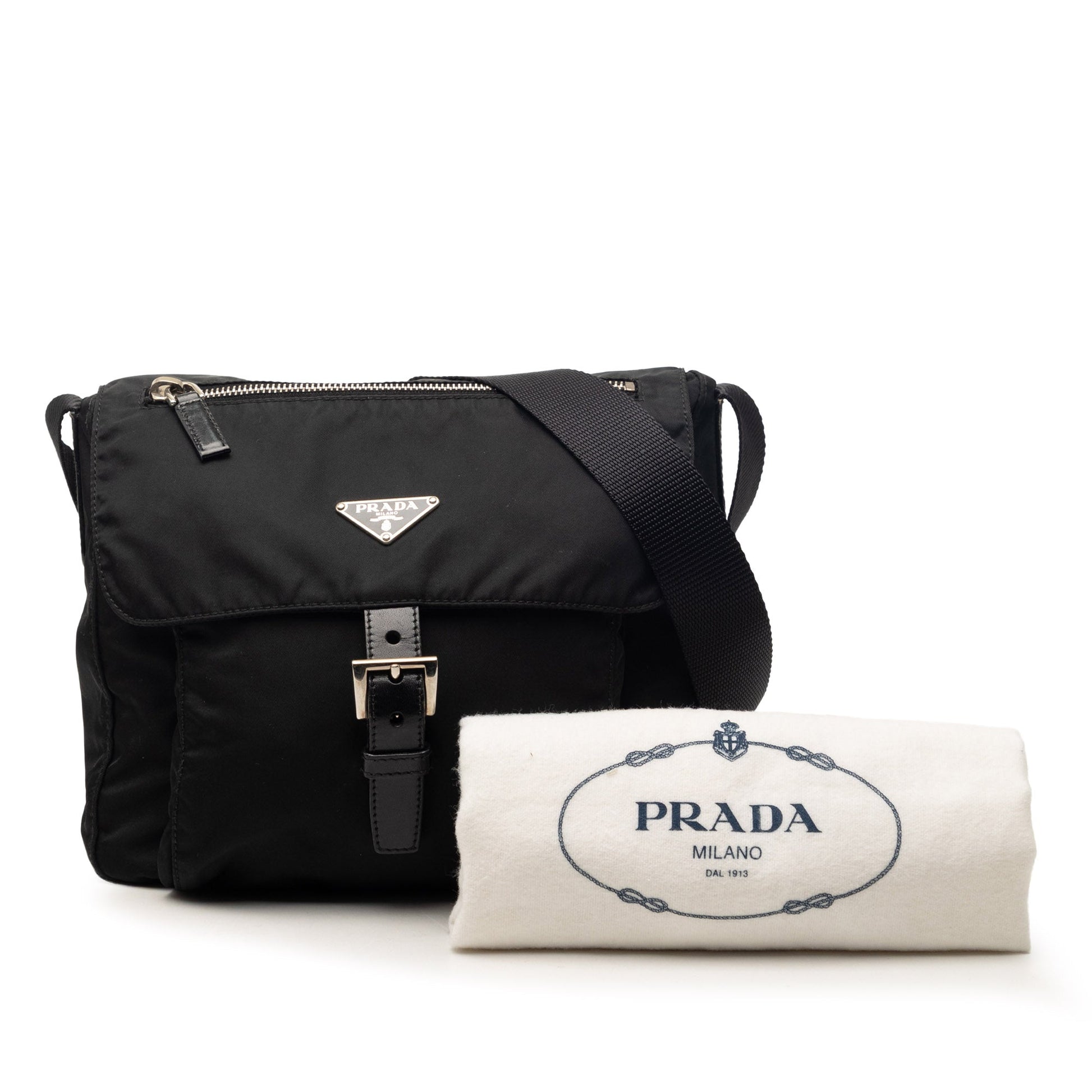 Tessuto Zip Buckle Messenger Bag