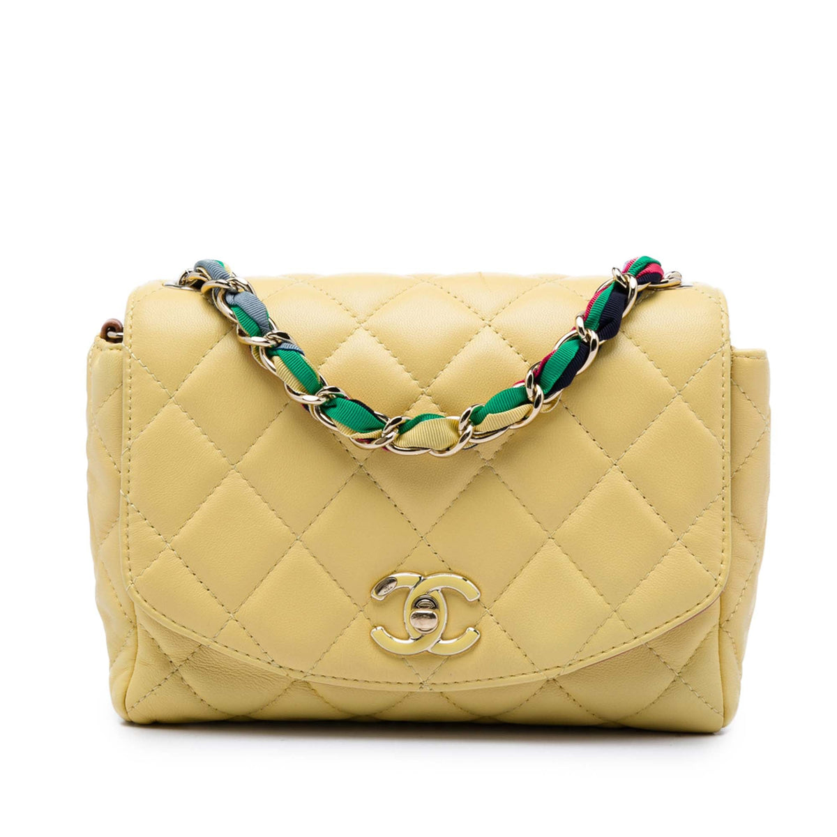 Chanel Small Quilted Lambskin Cocovado Ribbon Chain Flap