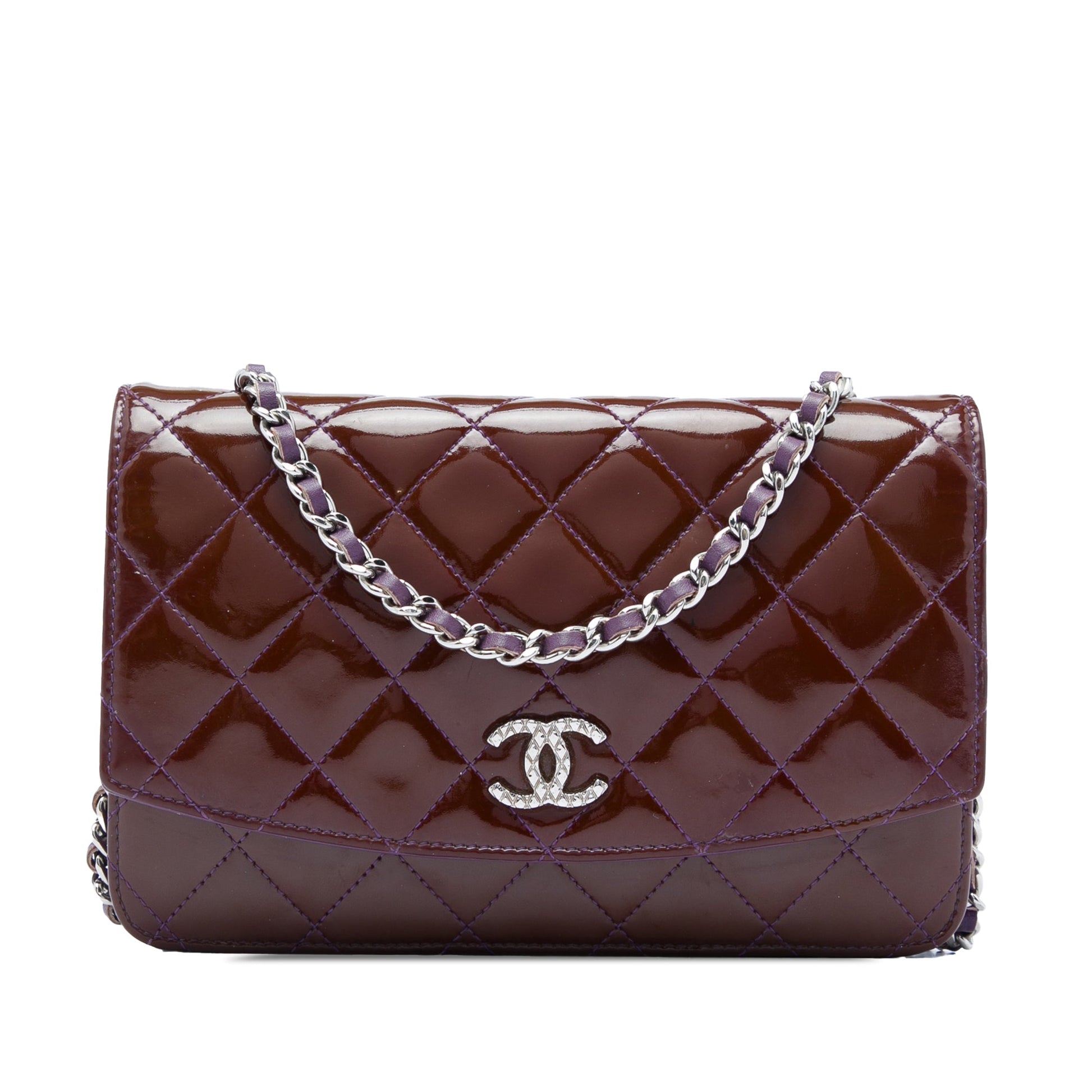 Chanel CC Quilted Patent Brilliant Wallet On Chain