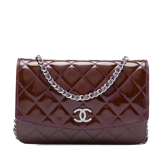 Chanel CC Quilted Patent Brilliant Wallet On Chain
