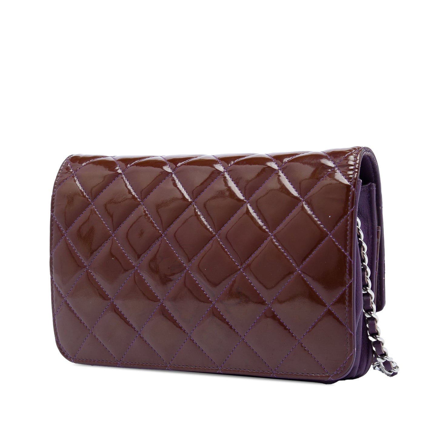 Chanel CC Quilted Patent Brilliant Wallet On Chain