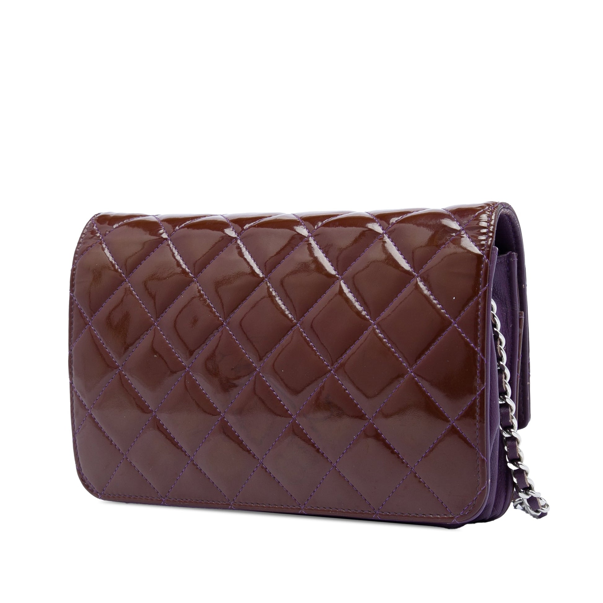Chanel CC Quilted Patent Brilliant Wallet On Chain