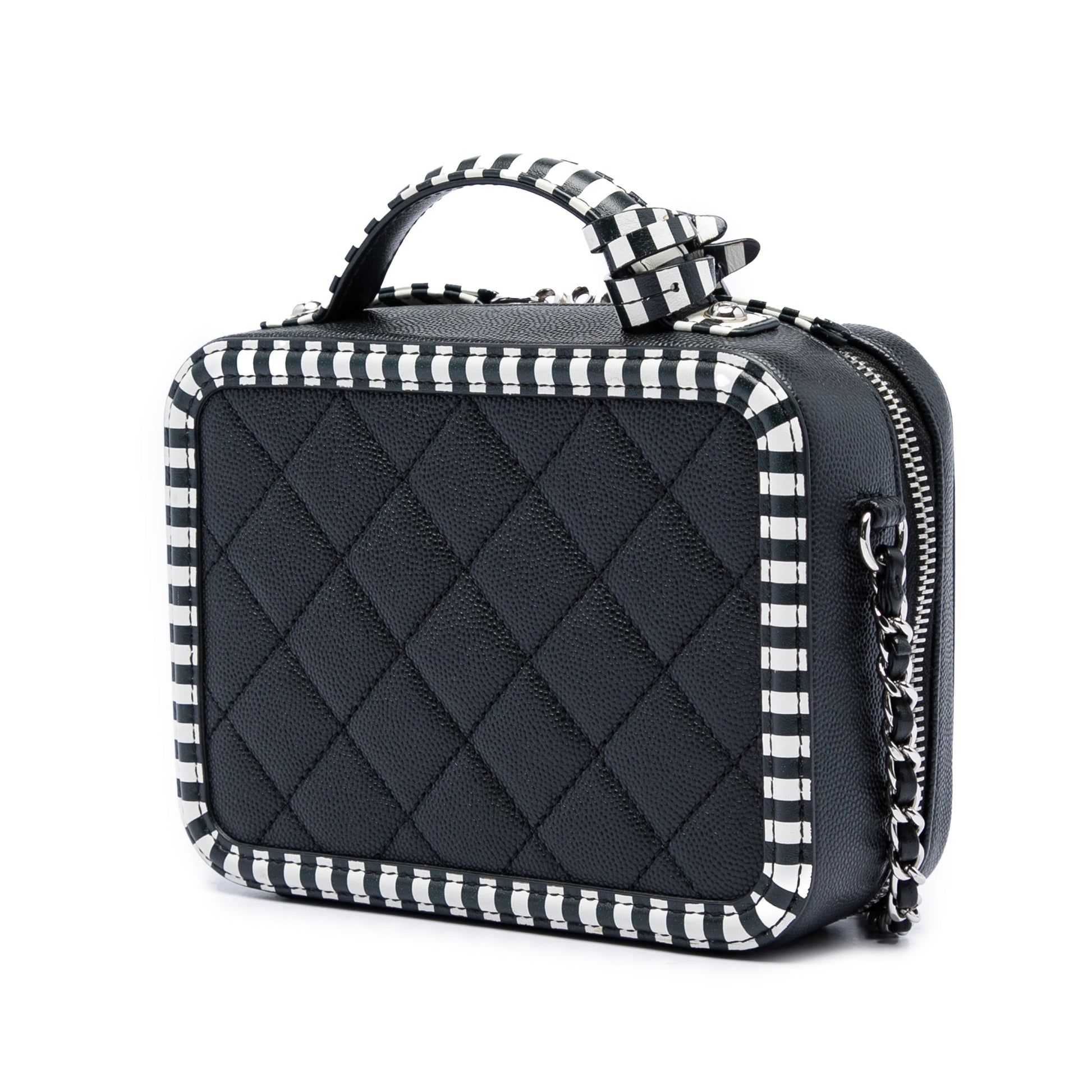 Chanel Small Caviar Striped CC Filigree Vanity Case
