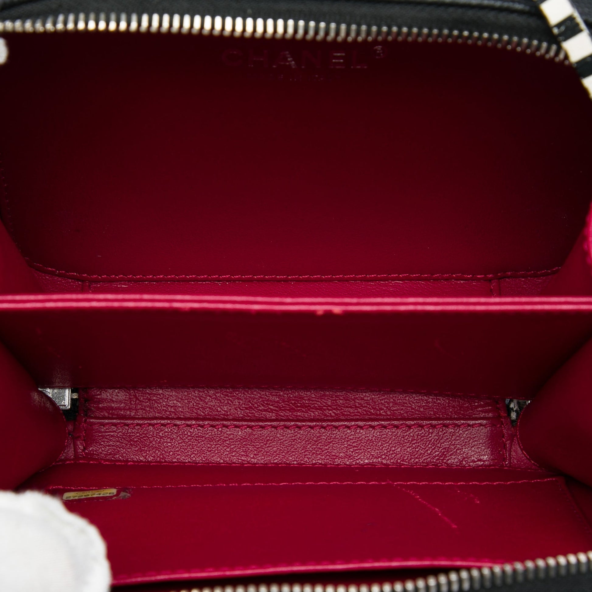 Chanel Small Caviar Striped CC Filigree Vanity Case