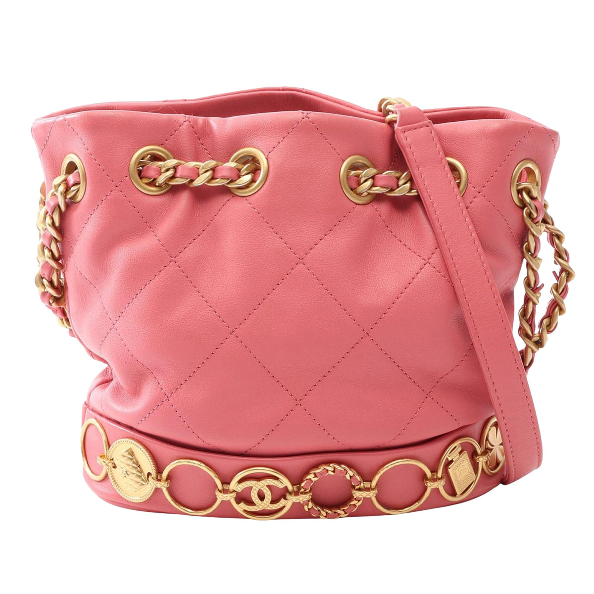 Chanel CC Quilted Lambskin Drawstring Bucket Bag