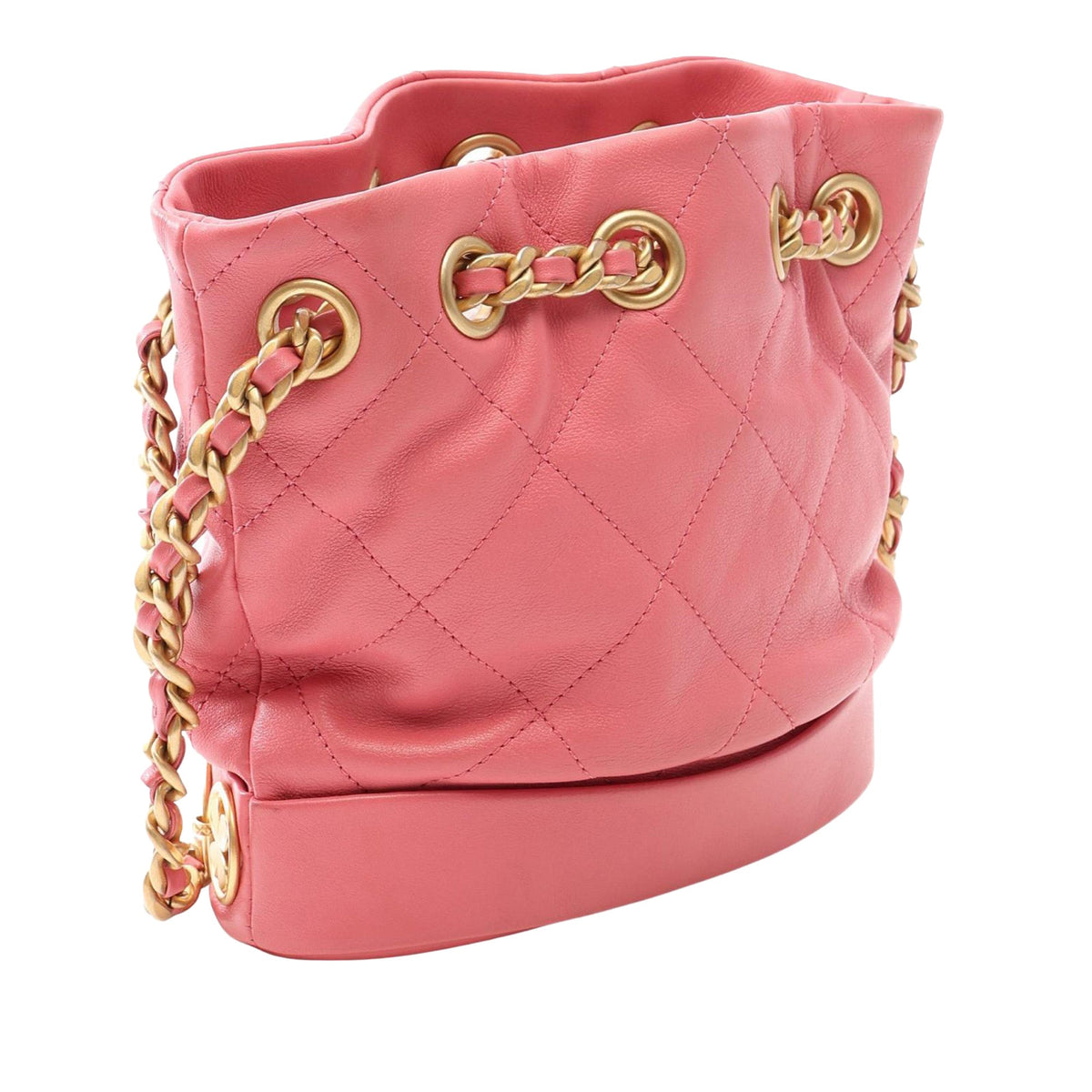 Chanel CC Quilted Lambskin Drawstring Bucket Bag