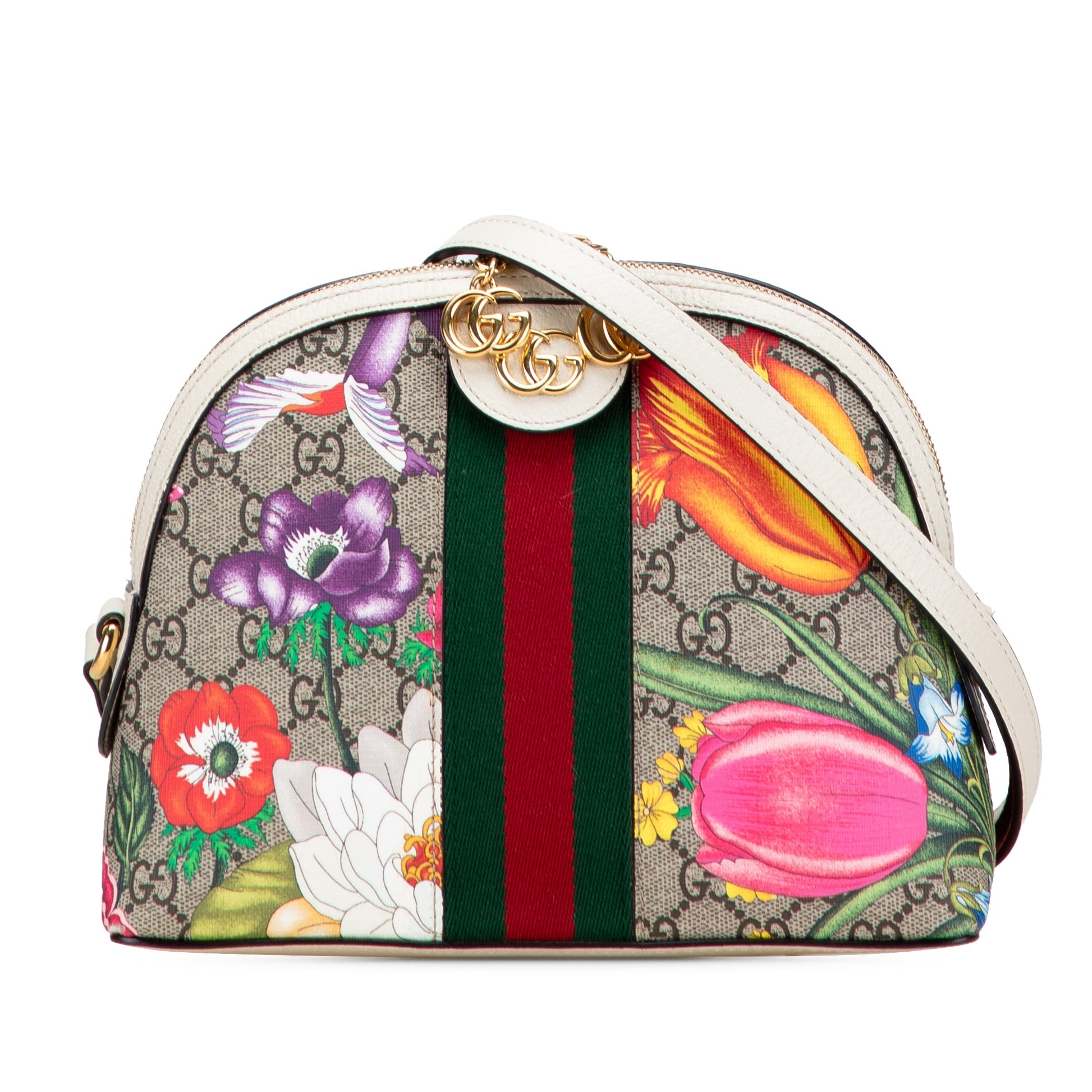 Gucci Small GG Supreme Web  Flora Ophidia Dome Crossbody
