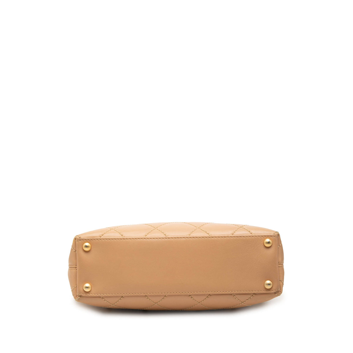 Chanel Small CC Calfskin Wild Stitch Tote — Beige