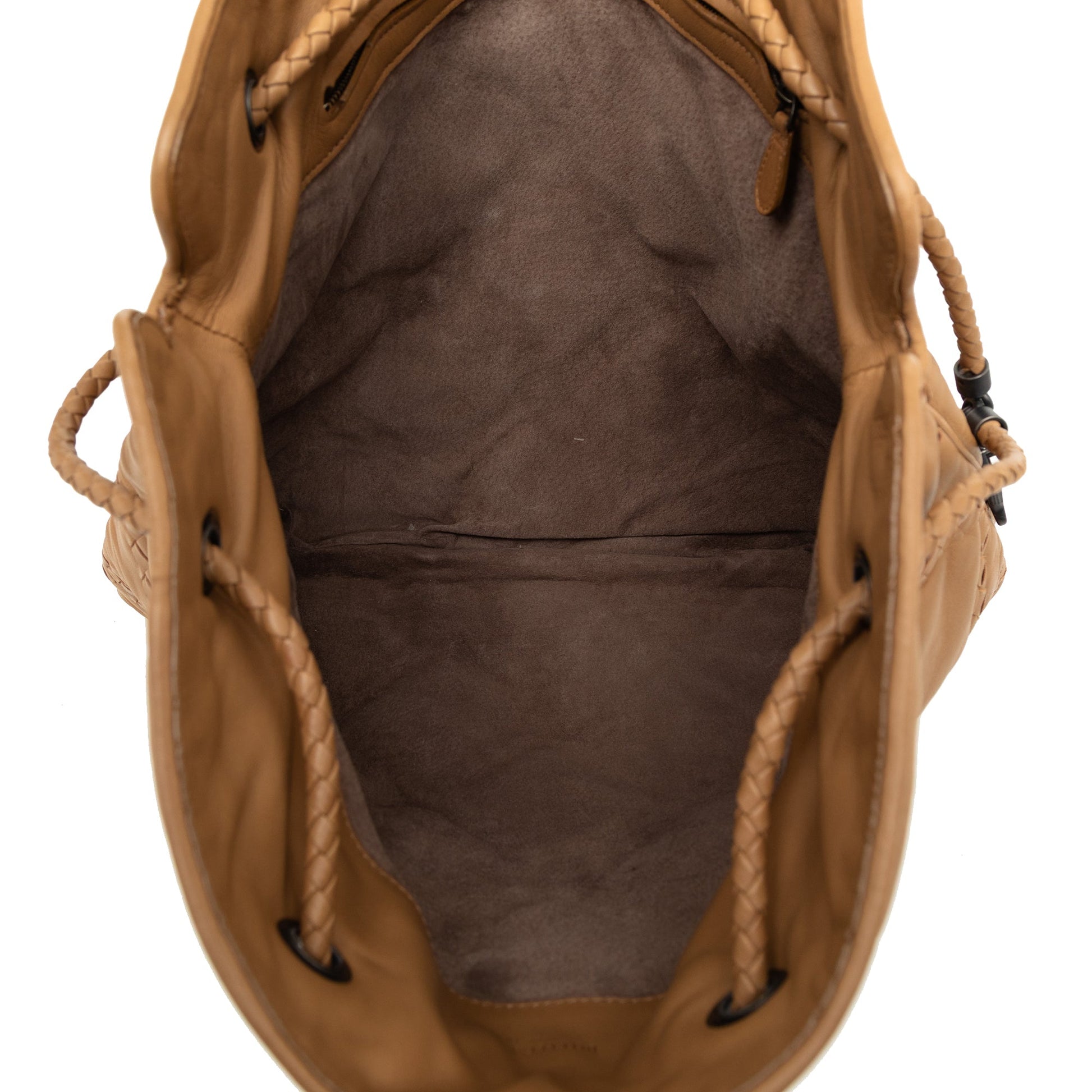 Bottega Veneta Intrecciato Trimmed Leather Croisette Drawstring Tote