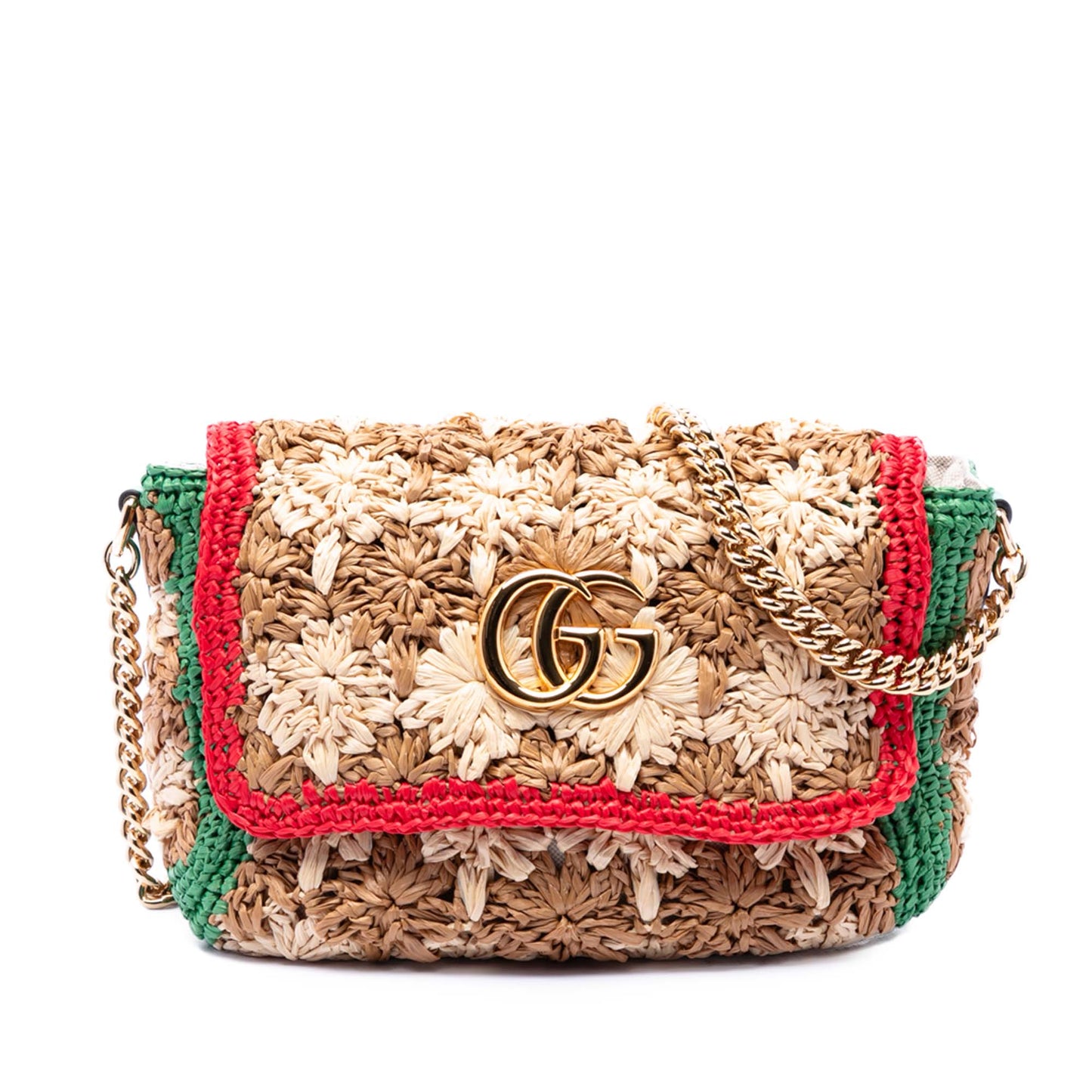 Gucci Small GG Marmont Raffia Crossbody