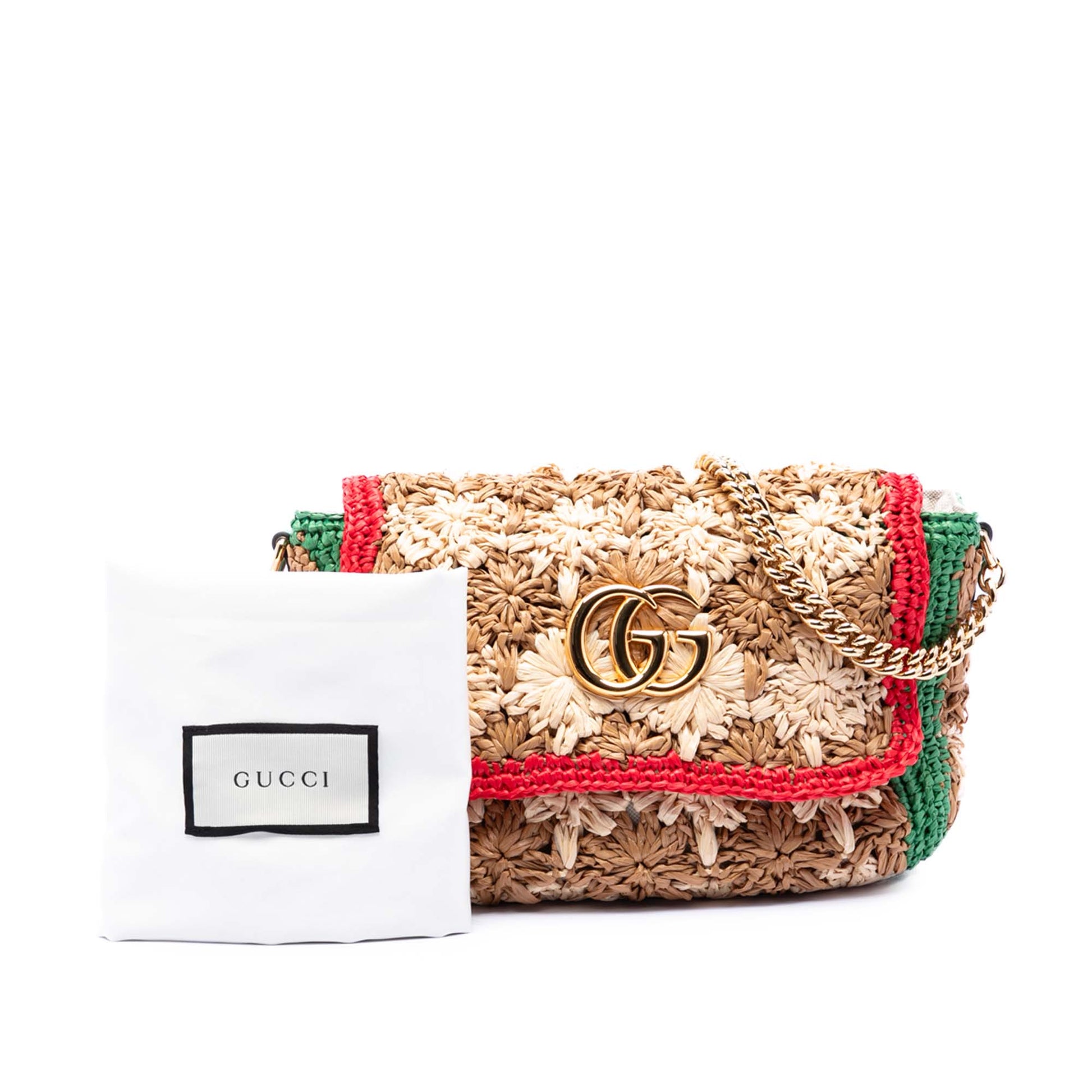 Gucci Small GG Marmont Raffia Crossbody