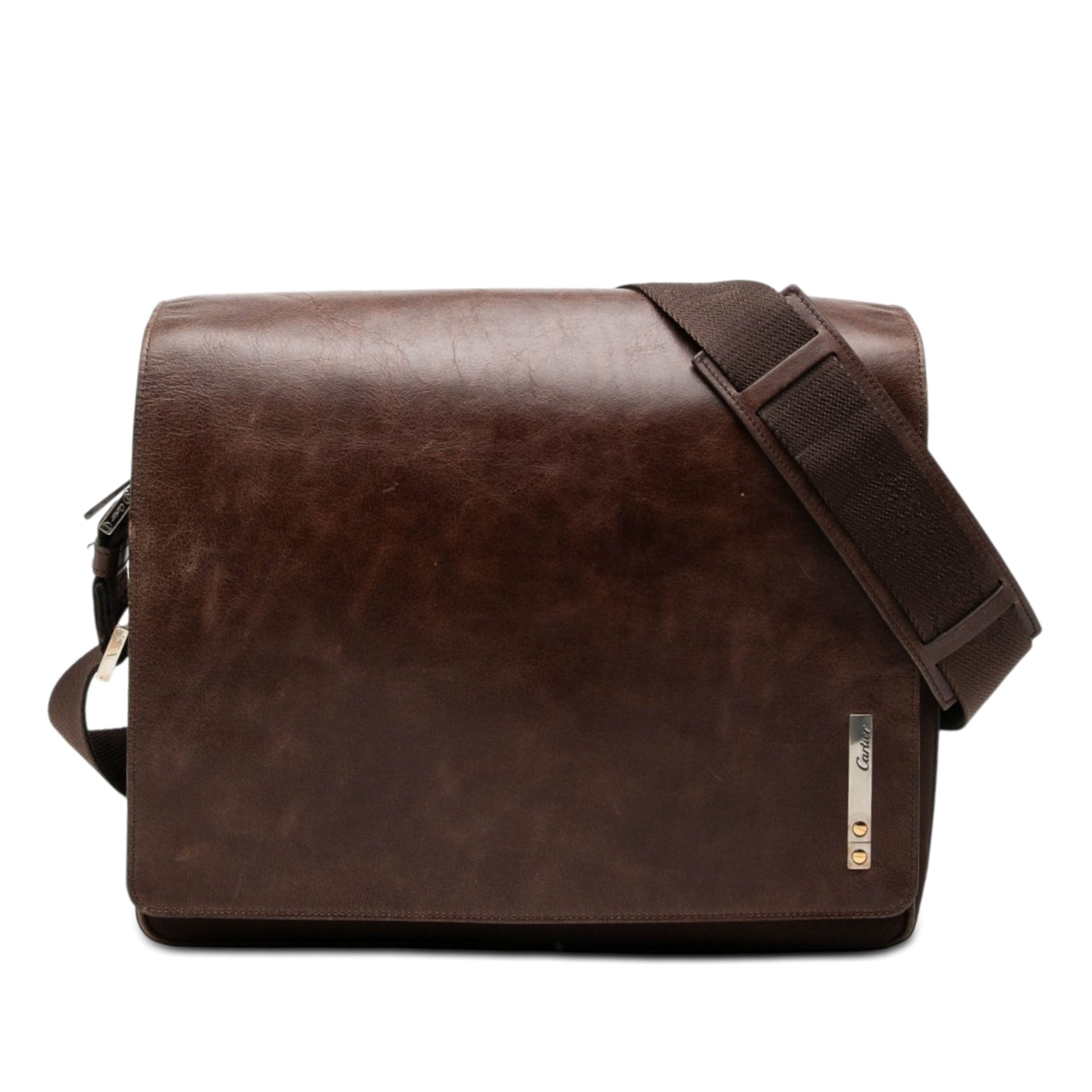 Cartier Leather and Canvas Santos Messenger Bag