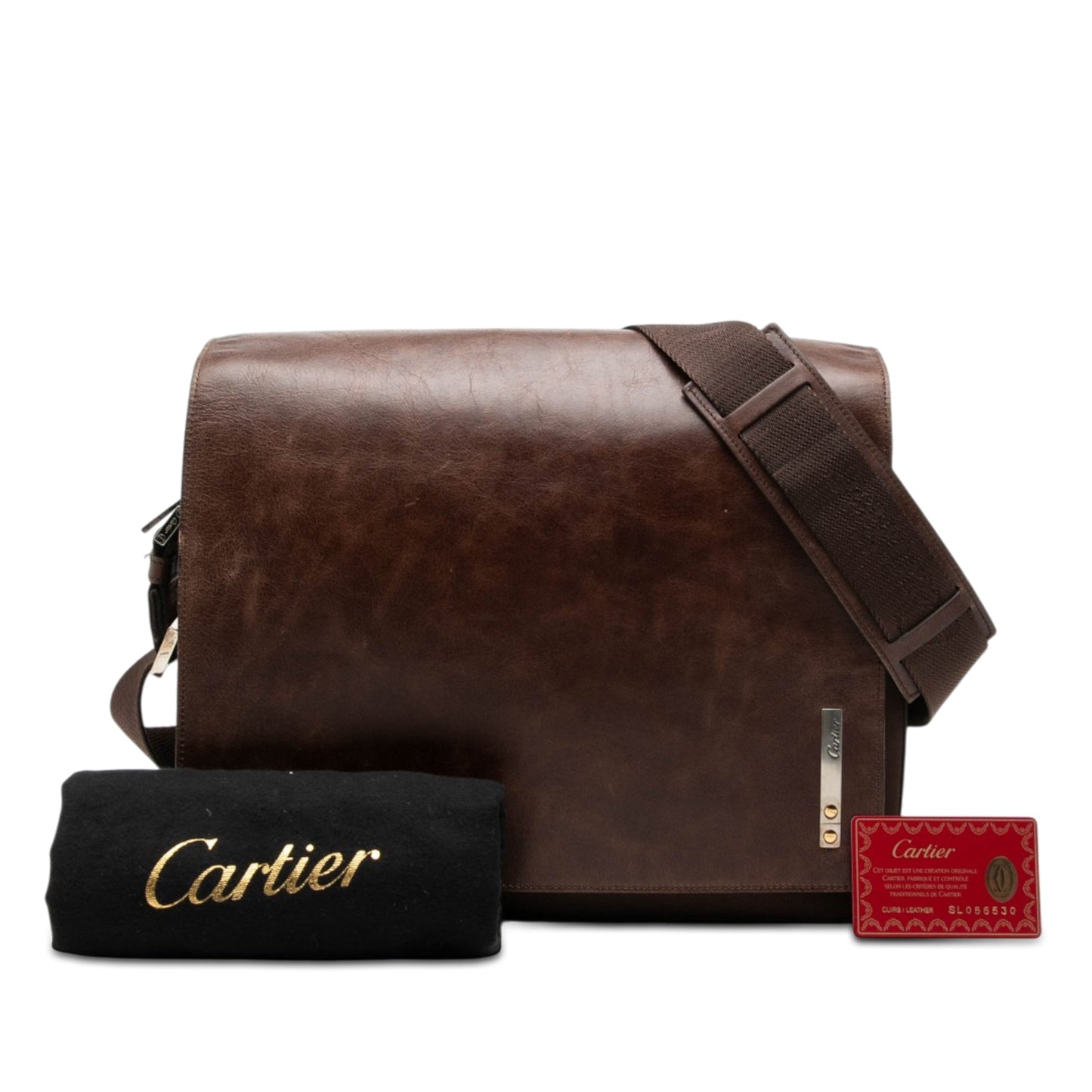 Cartier Leather and Canvas Santos Messenger Bag