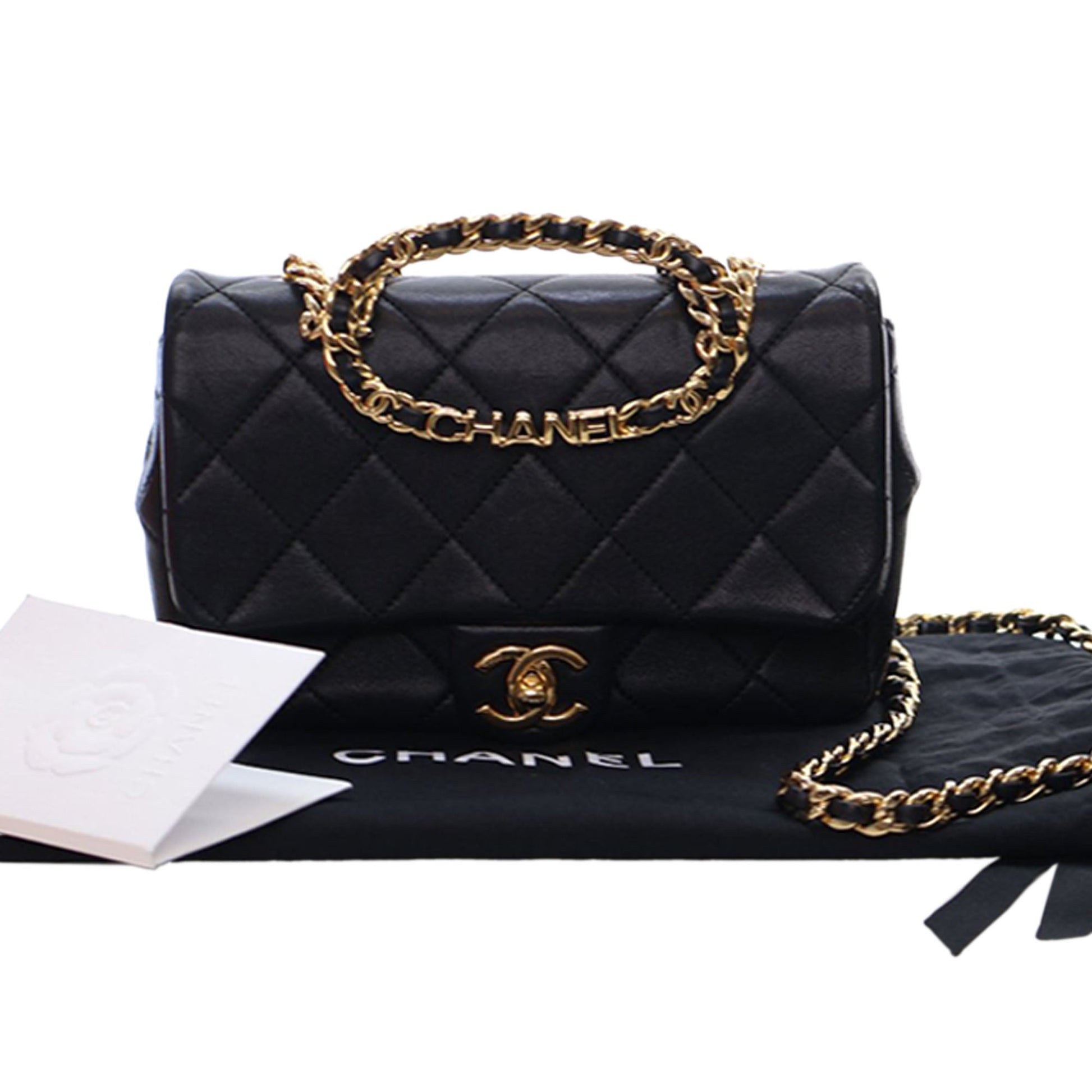 Chanel Small Quilted Lambskin Round Top Handle Flap