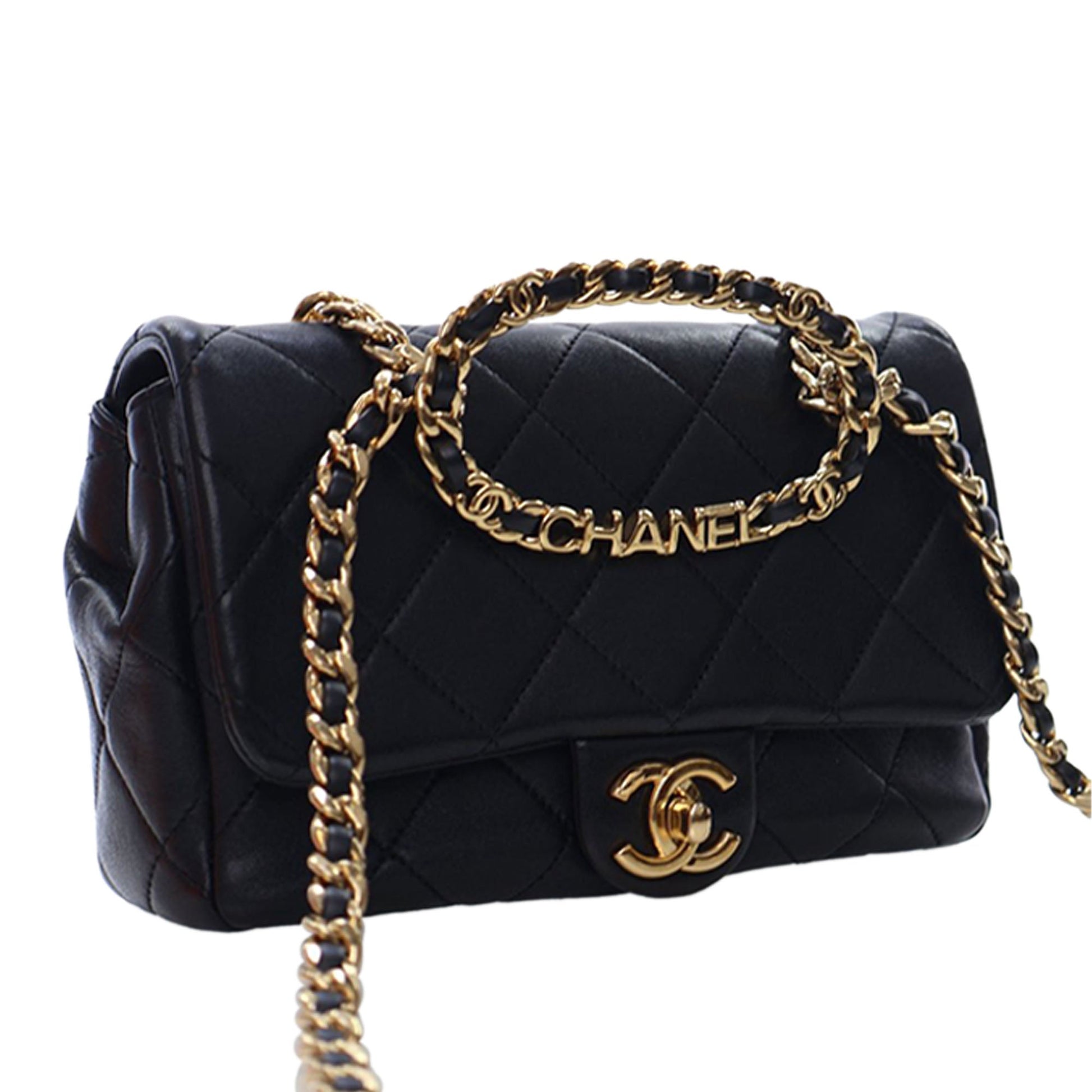 Chanel Small Quilted Lambskin Round Top Handle Flap