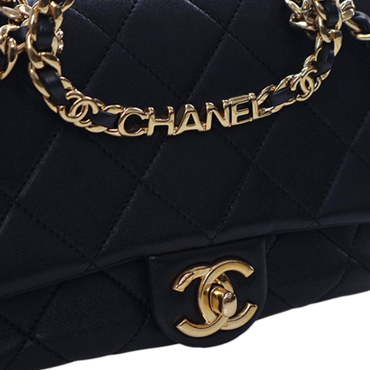 Chanel Small Quilted Lambskin Round Top Handle Flap
