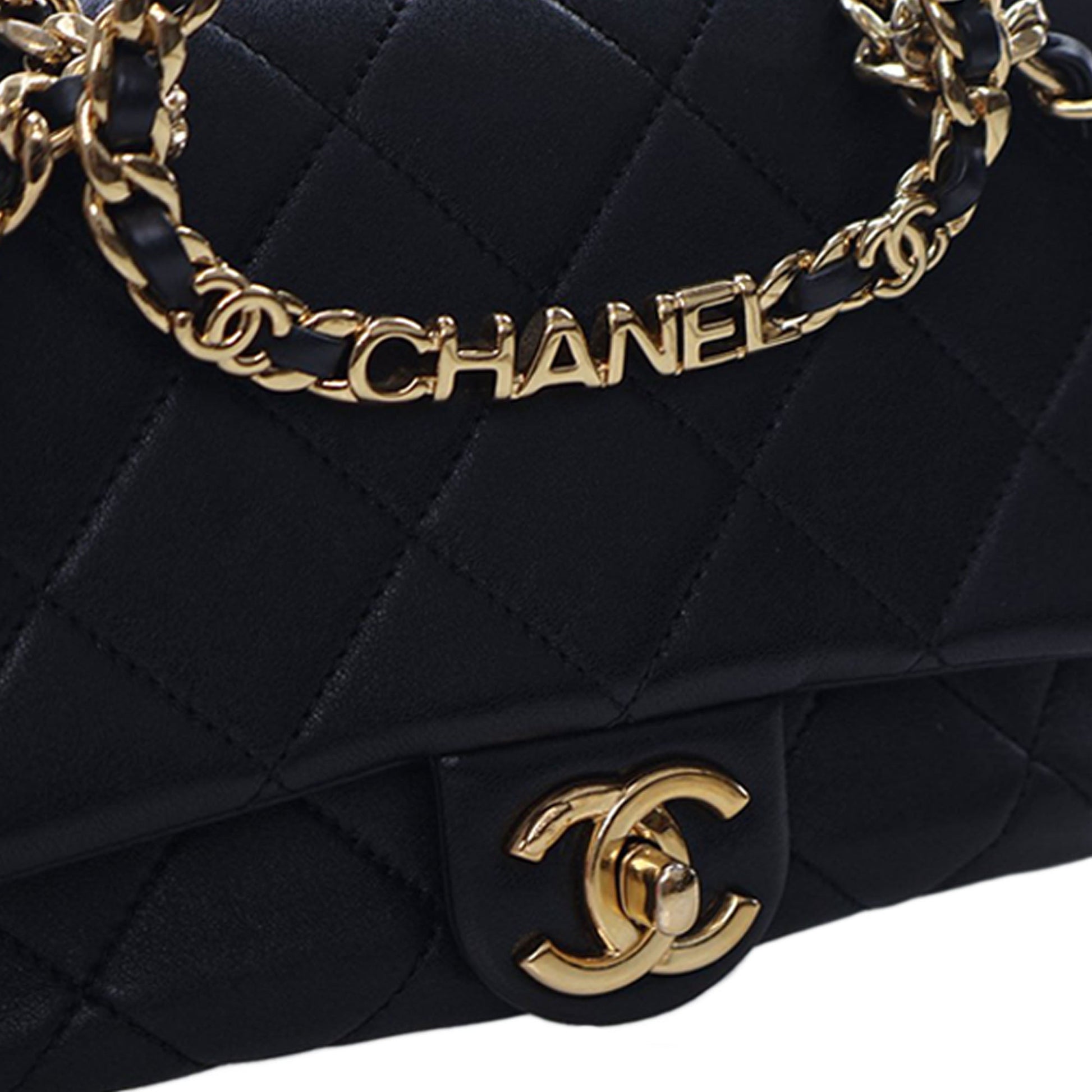 Chanel Small Quilted Lambskin Round Top Handle Flap