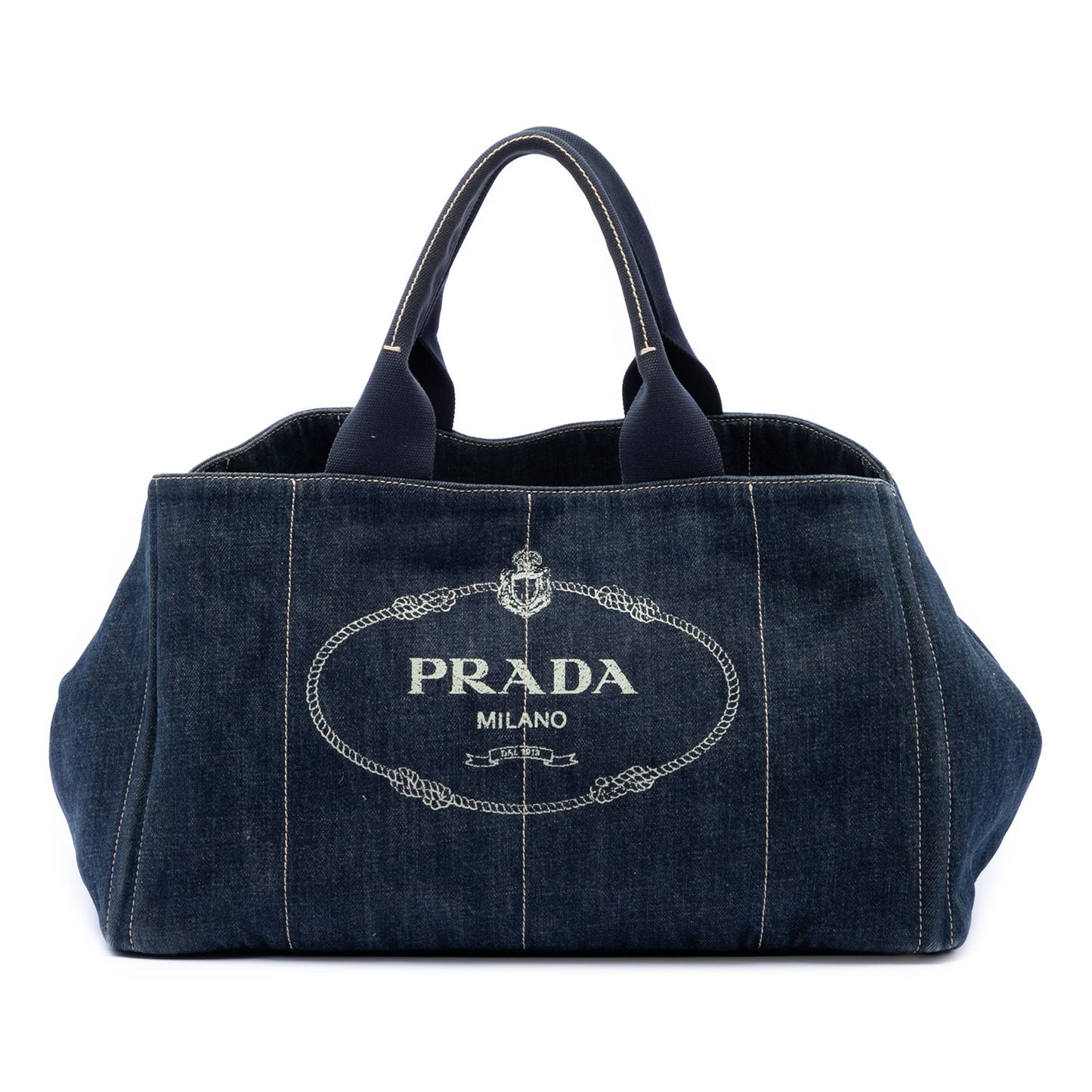 Prada Denim Canapa Logo Tote