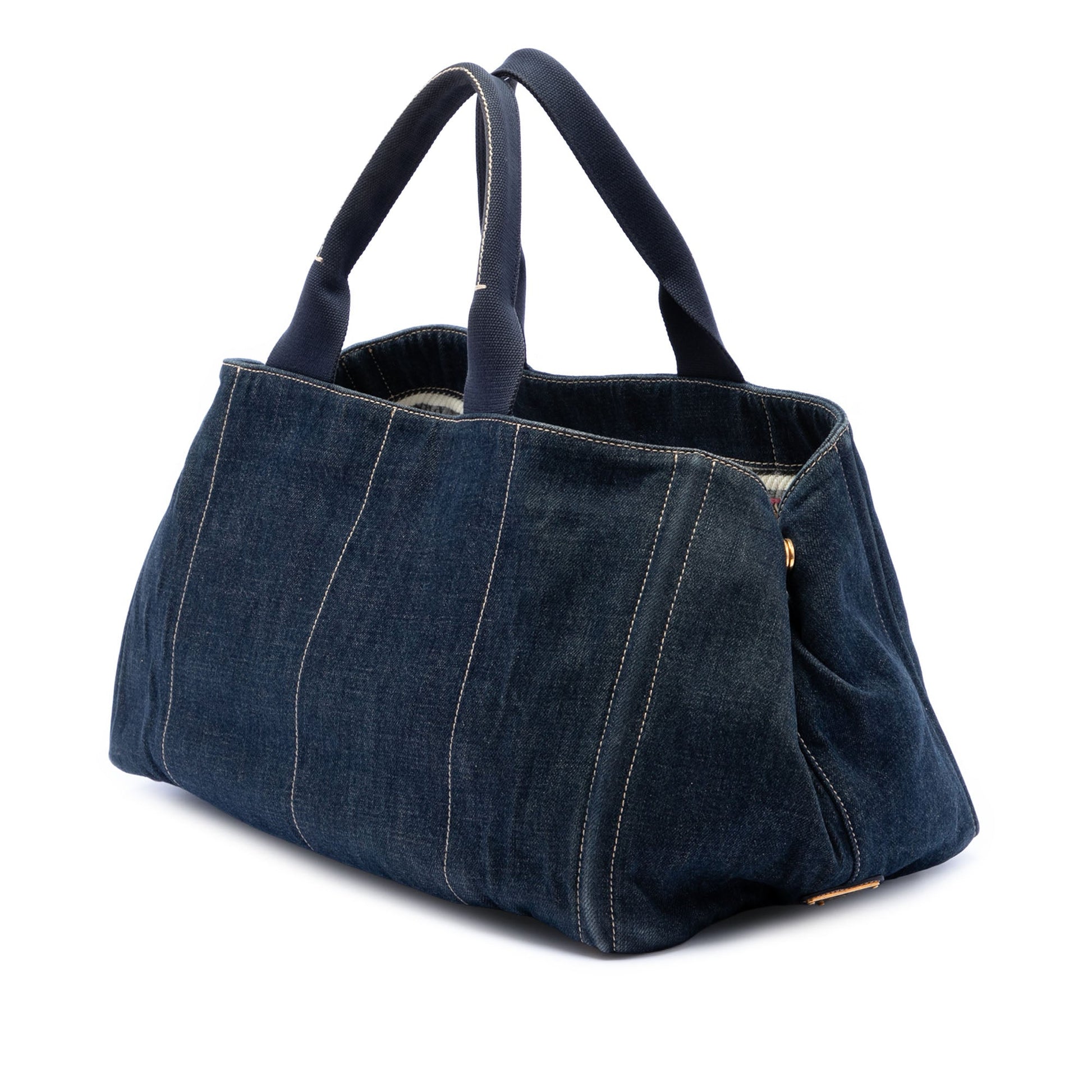 Prada Denim Canapa Logo Tote