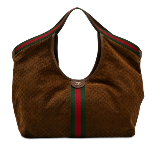Gucci Large GG Suede Web Giglio Tote