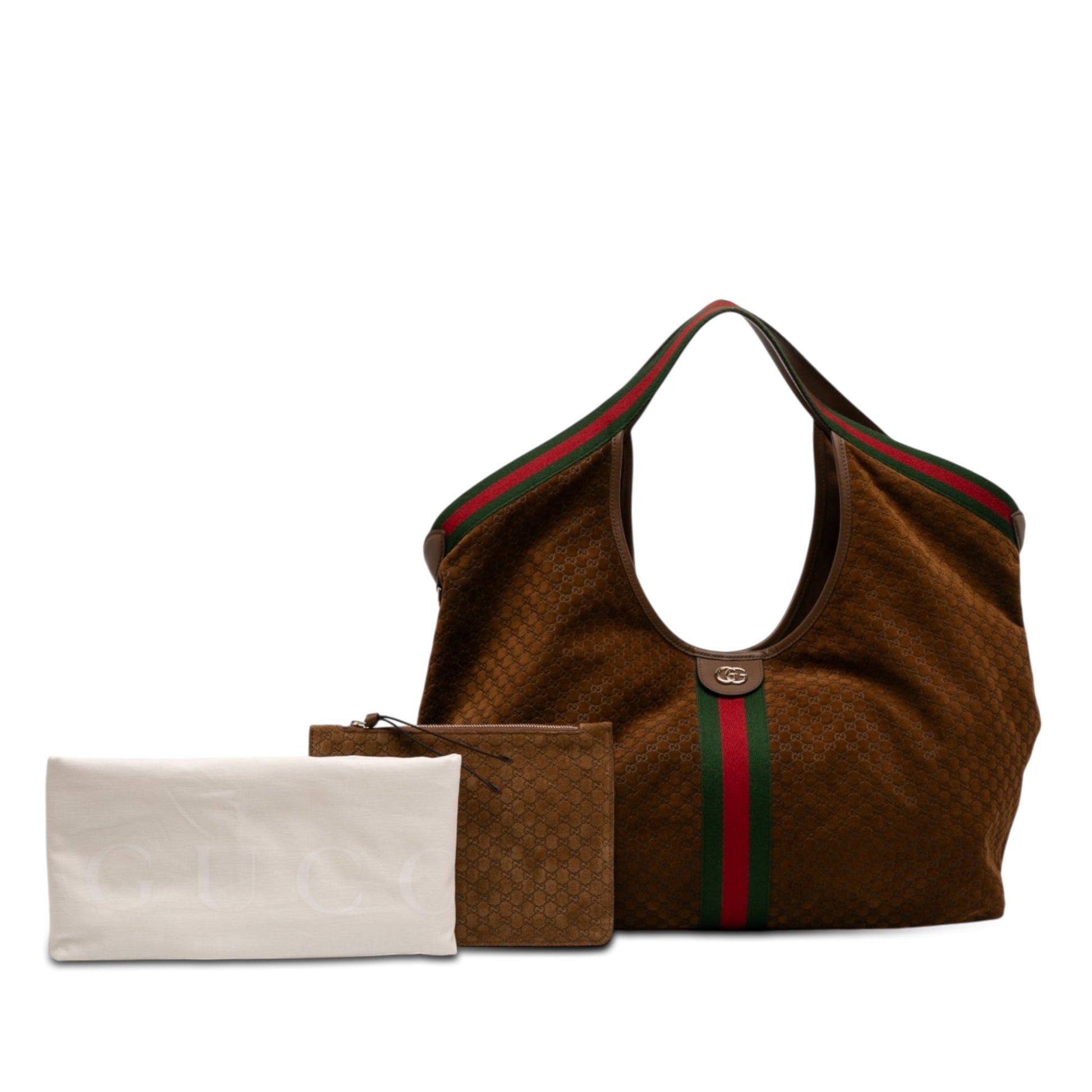 Gucci Large GG Suede Web Giglio Tote