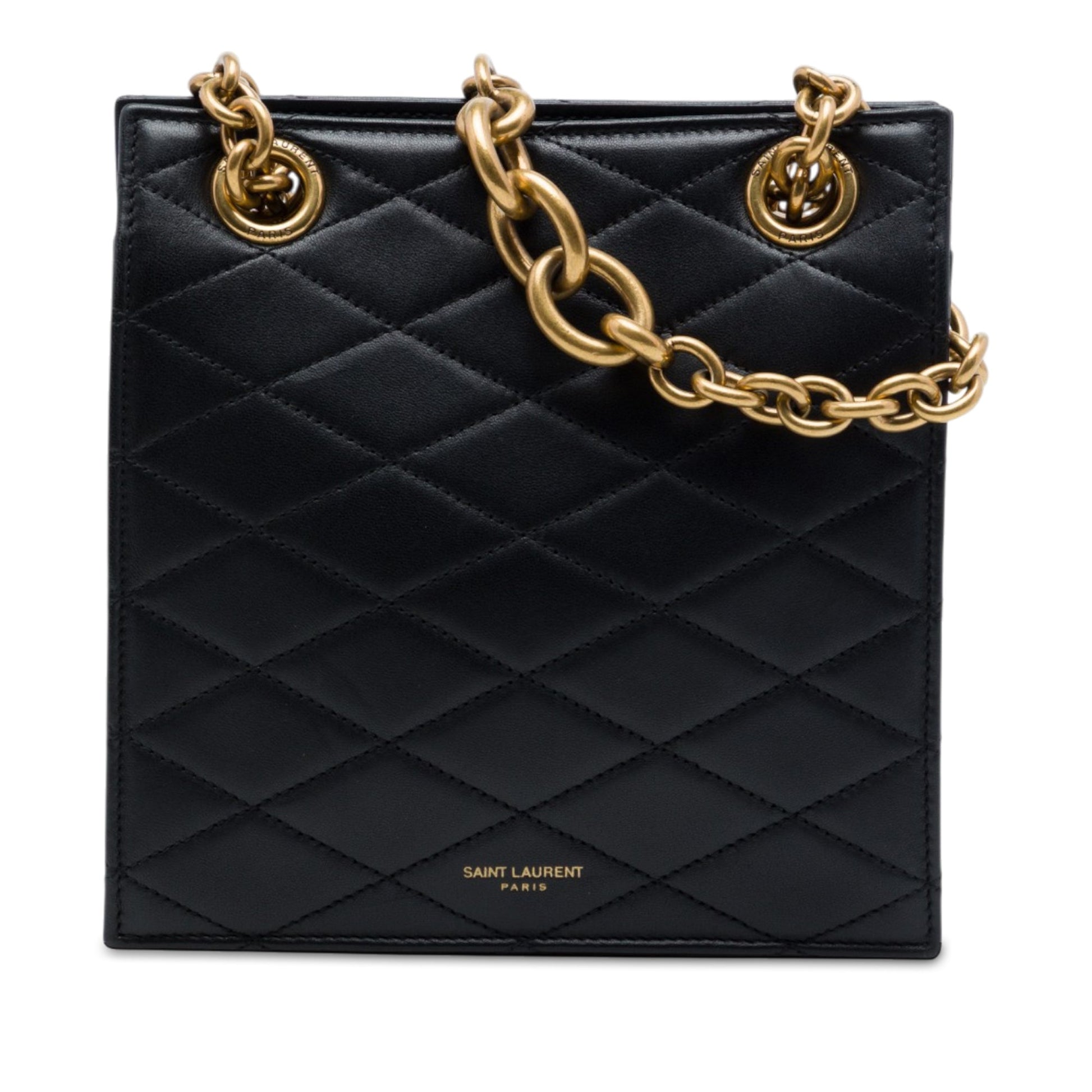Saint Laurent Quilted Calfskin Le Maillon Square Chain Crossbody