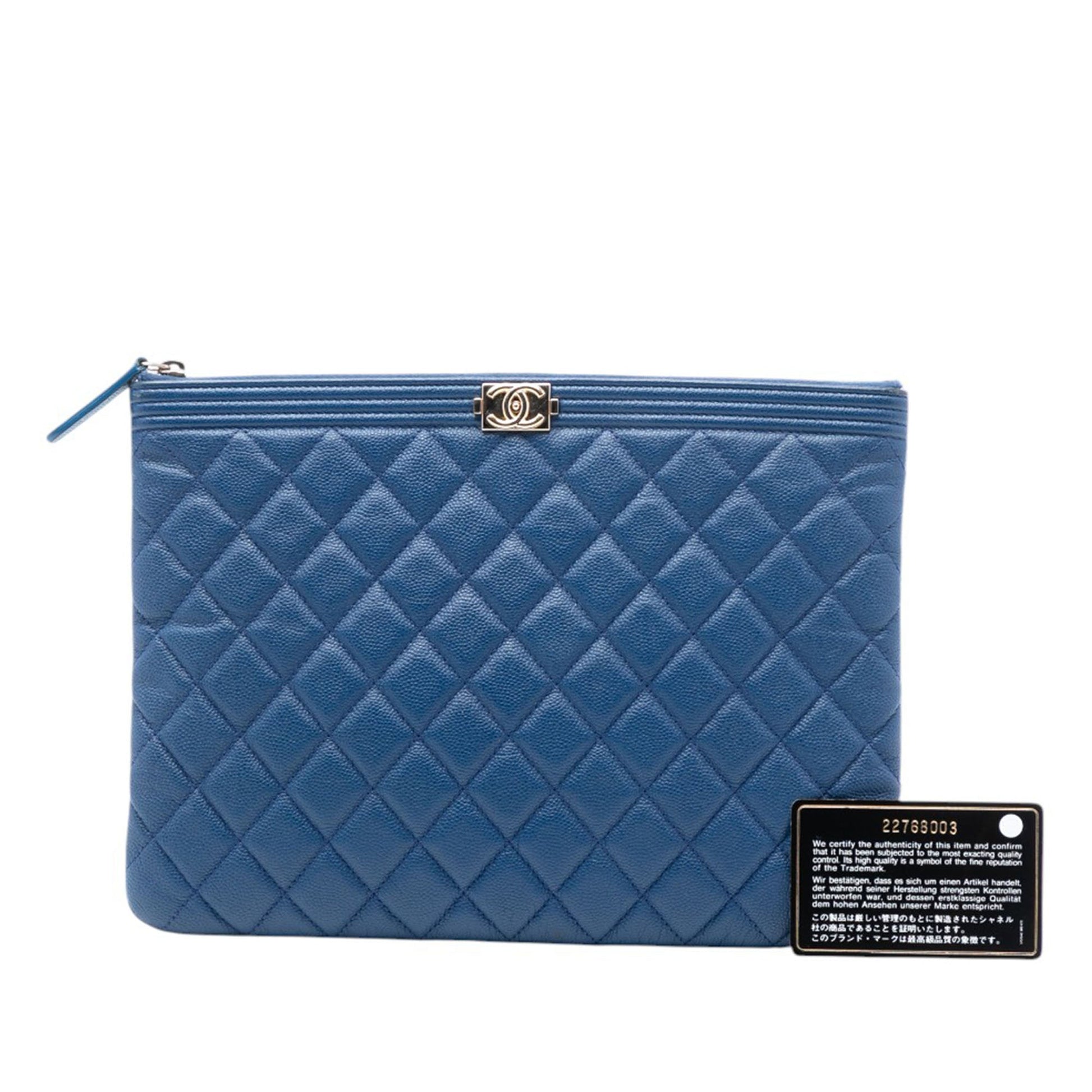 Chanel Medium Quilted Caviar Boy O Case Clutch