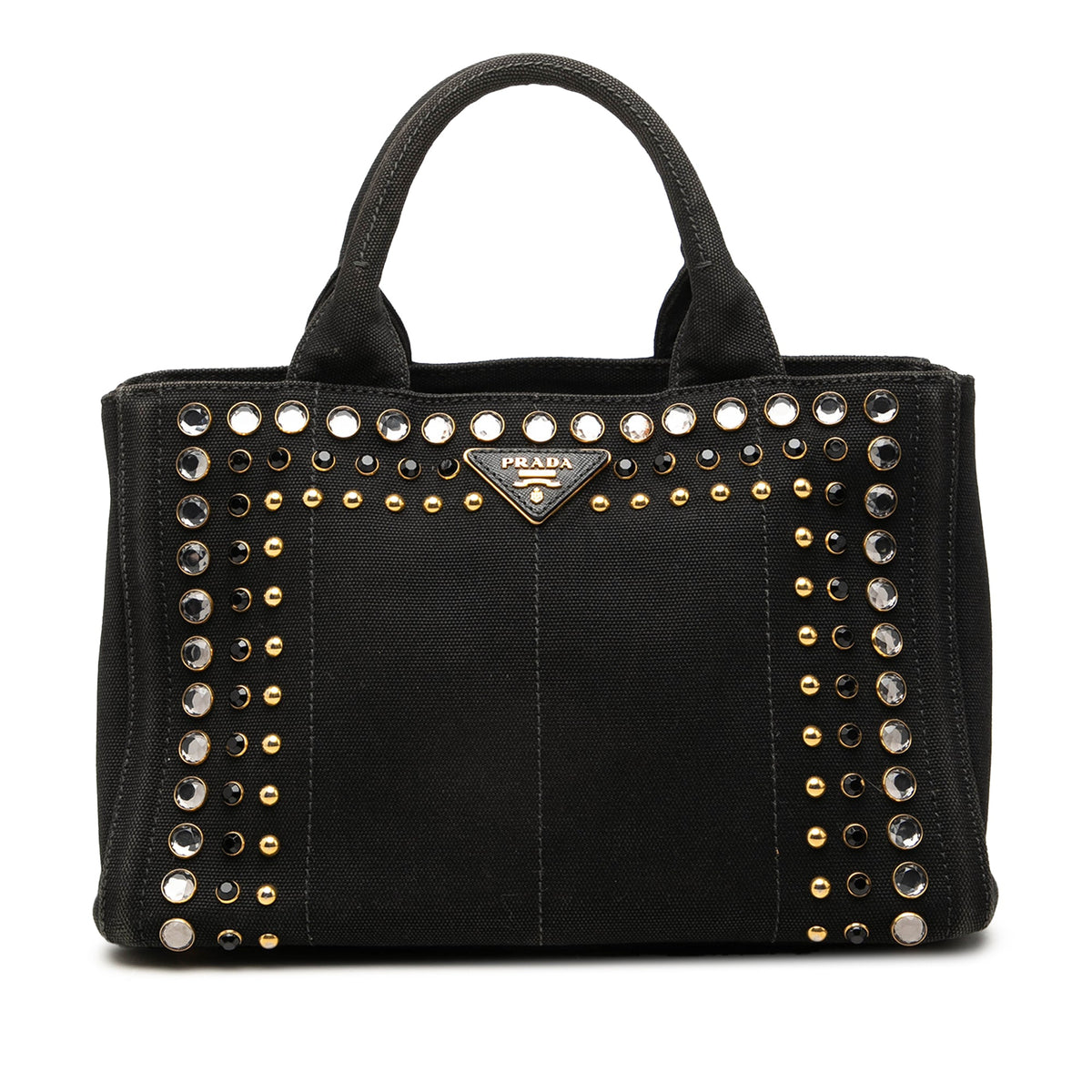 Prada Small Canvas Canapa Bijoux Satchel — Black
