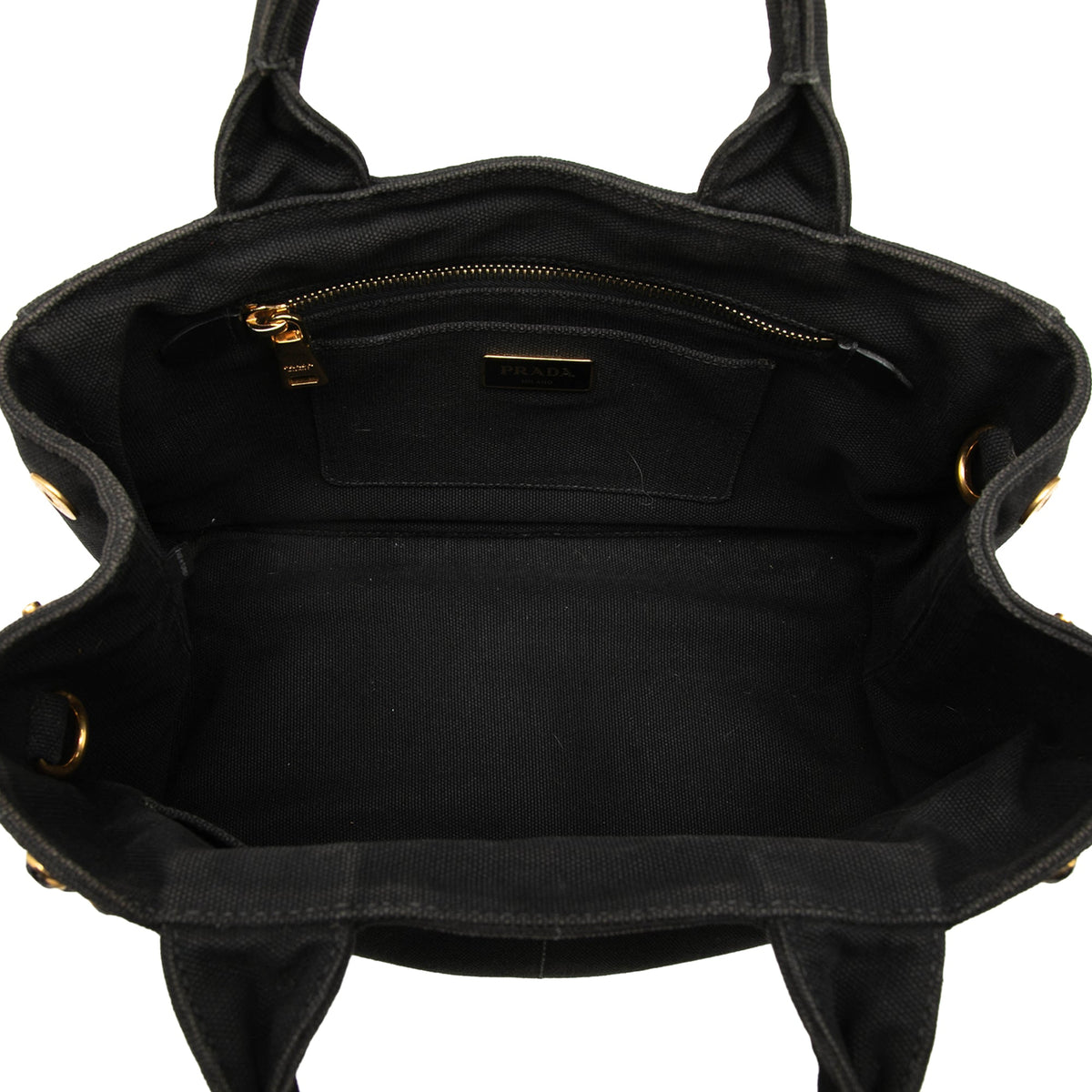 Prada Small Canvas Canapa Bijoux Satchel — Black