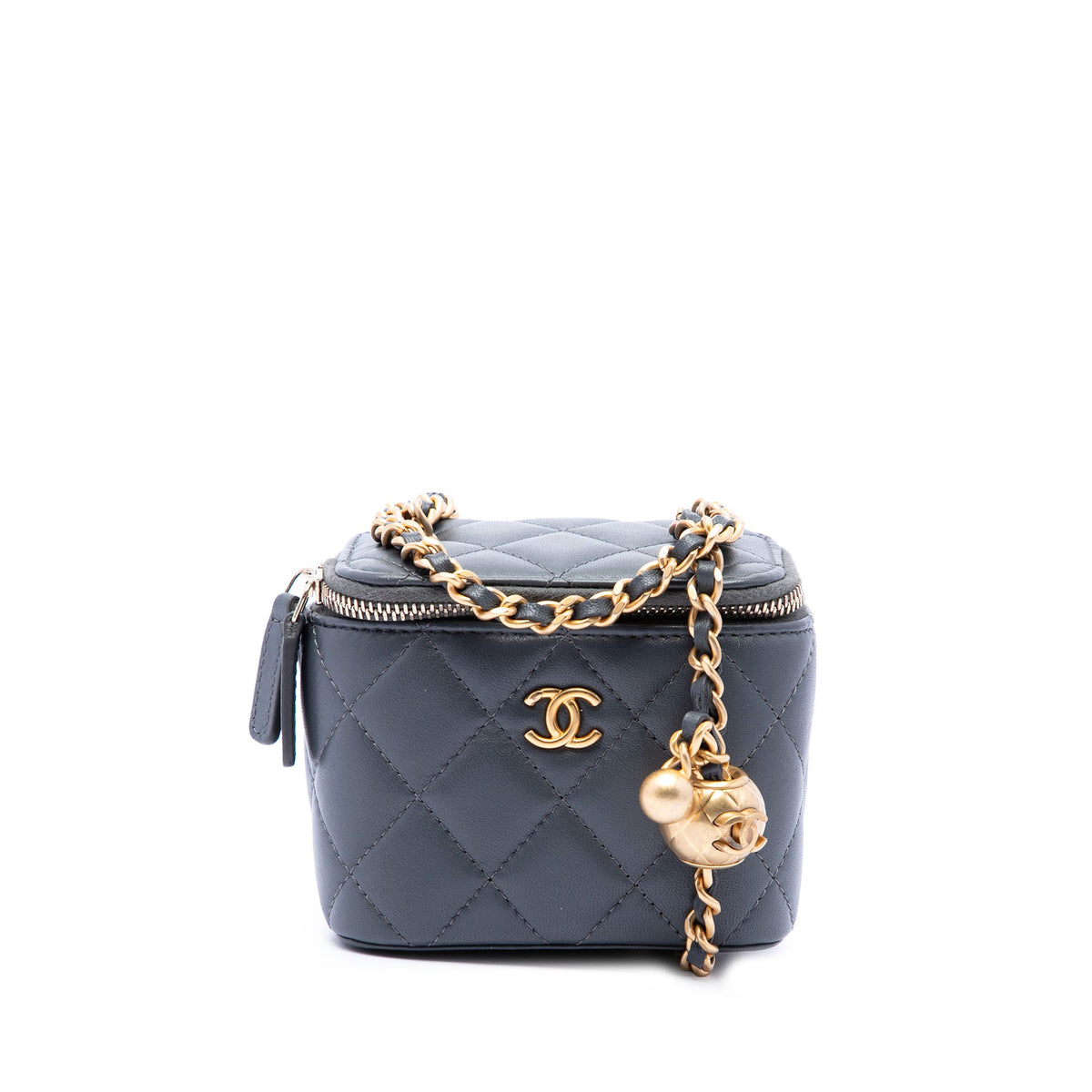 Chanel Mini Quilted Lambskin Trendy CC Vanity Case — Gray