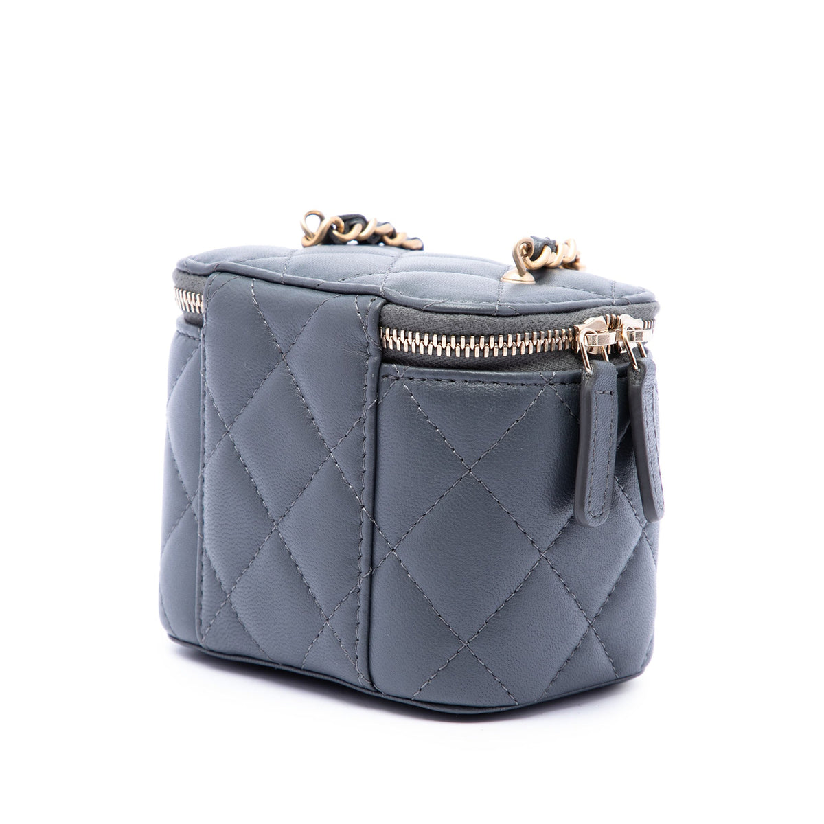 Chanel Mini Quilted Lambskin Trendy CC Vanity Case — Gray