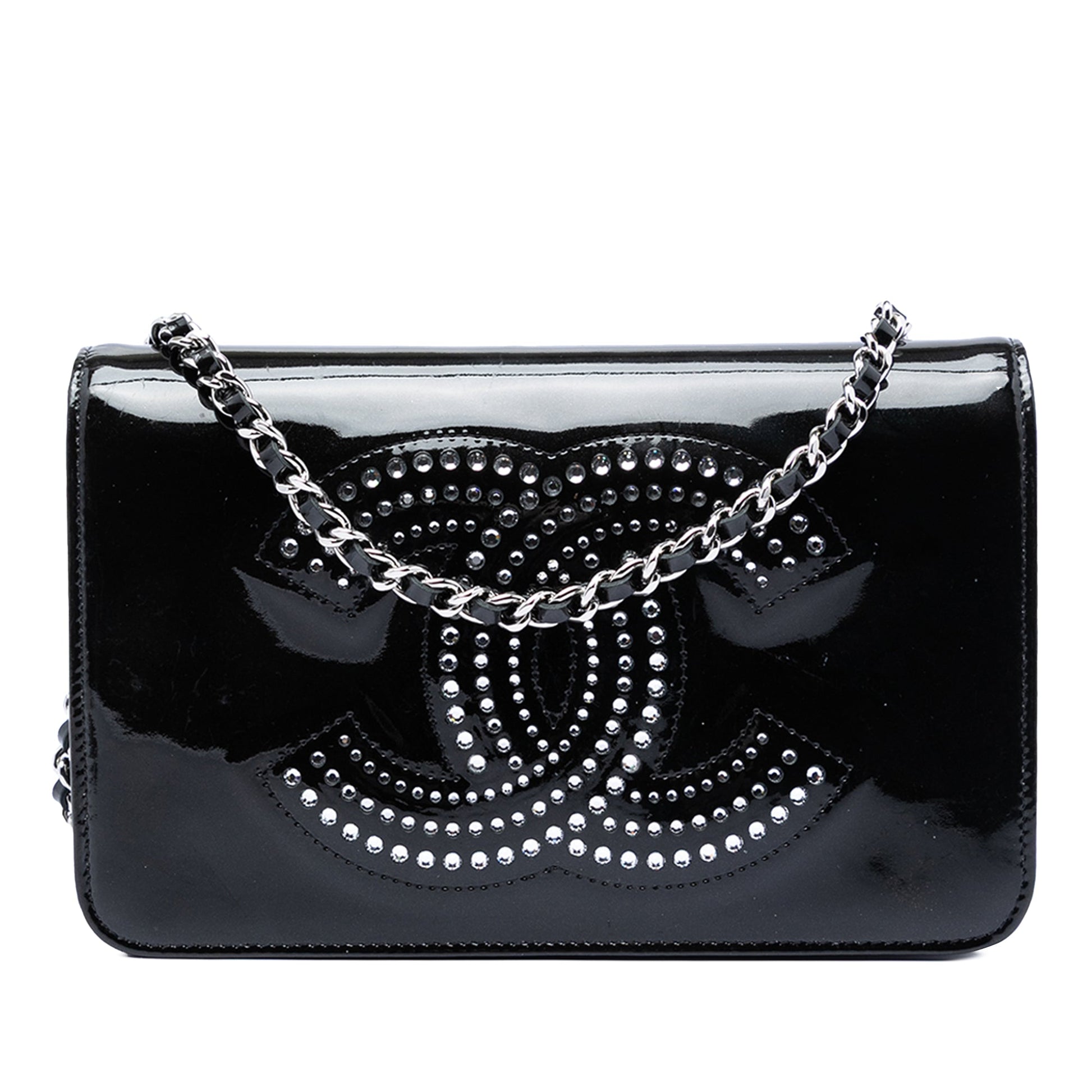 Chanel CC Patent Strass Embellished Wallet On Chain