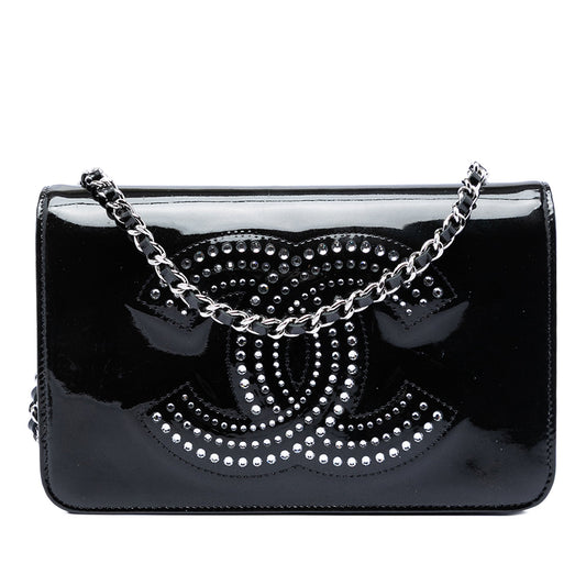 Chanel CC Patent Strass Embellished Wallet On Chain