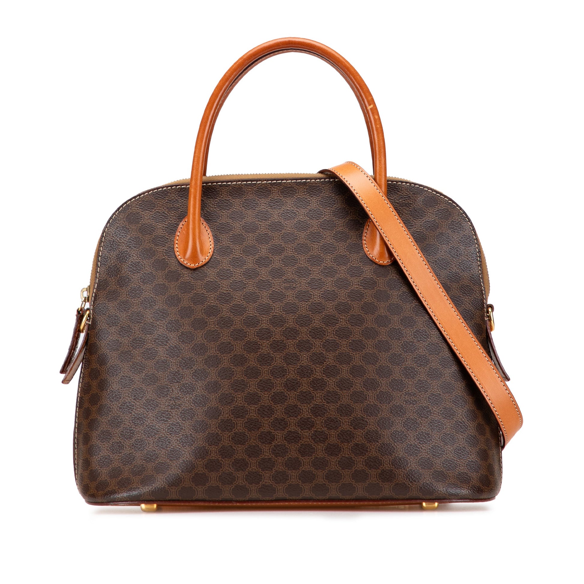 Celine Macadam Coated Canvas Dome Satchel